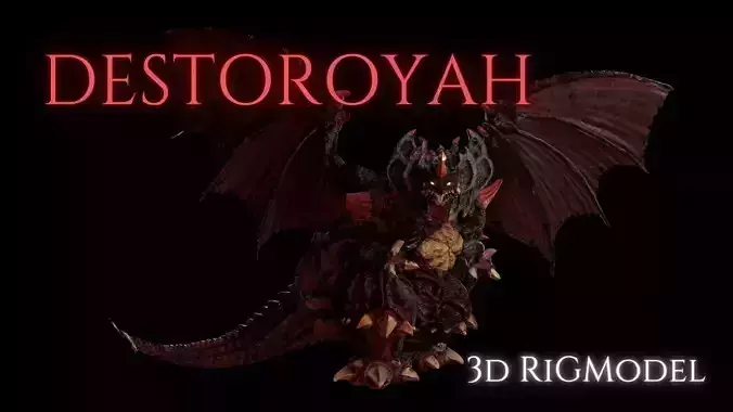 Destoroyah Kaiju low-poly 3d rigged model Low-poly 3D model