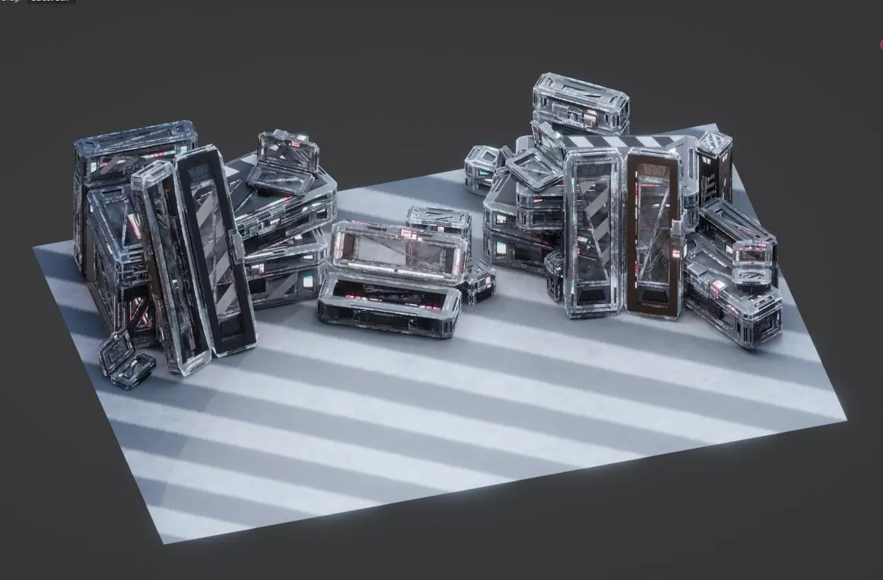 Sci-Fi Crate Box Sci Fi Pack Bundle Kitbash  Pack 3D Model Collection_0