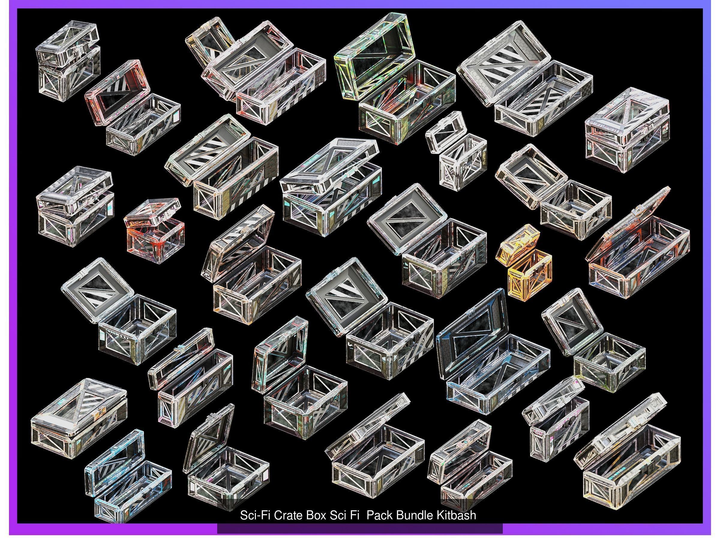 Sci-Fi Crate Box Sci Fi Pack Bundle Kitbash  Pack 3D Model Collection_5