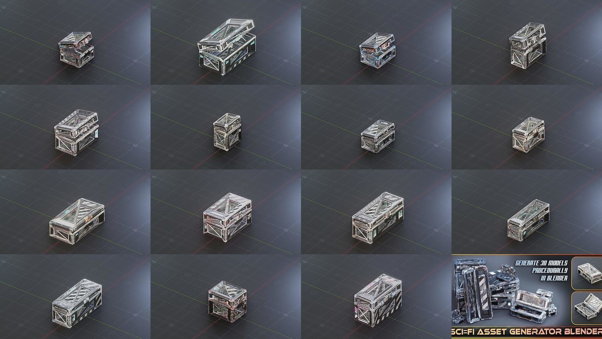 Sci-Fi Crate Box Sci Fi Pack Bundle Kitbash  Pack 3D Model Collection_4