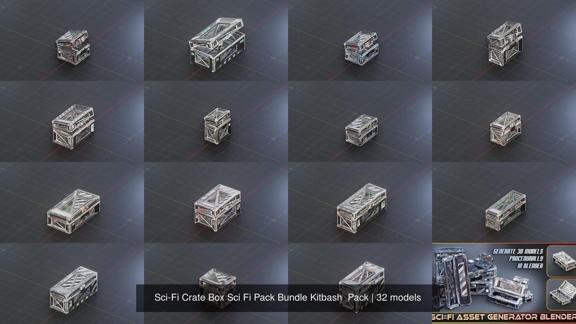 Sci-Fi Crate Box Sci Fi Pack Bundle Kitbash  Pack 3D Model Collection_3