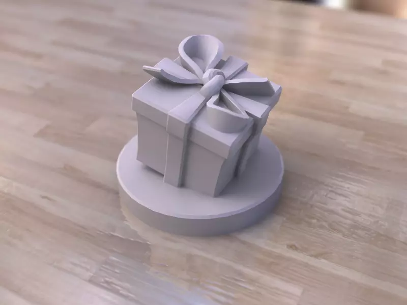 Present gift box on wooden table Free 3D print model_0