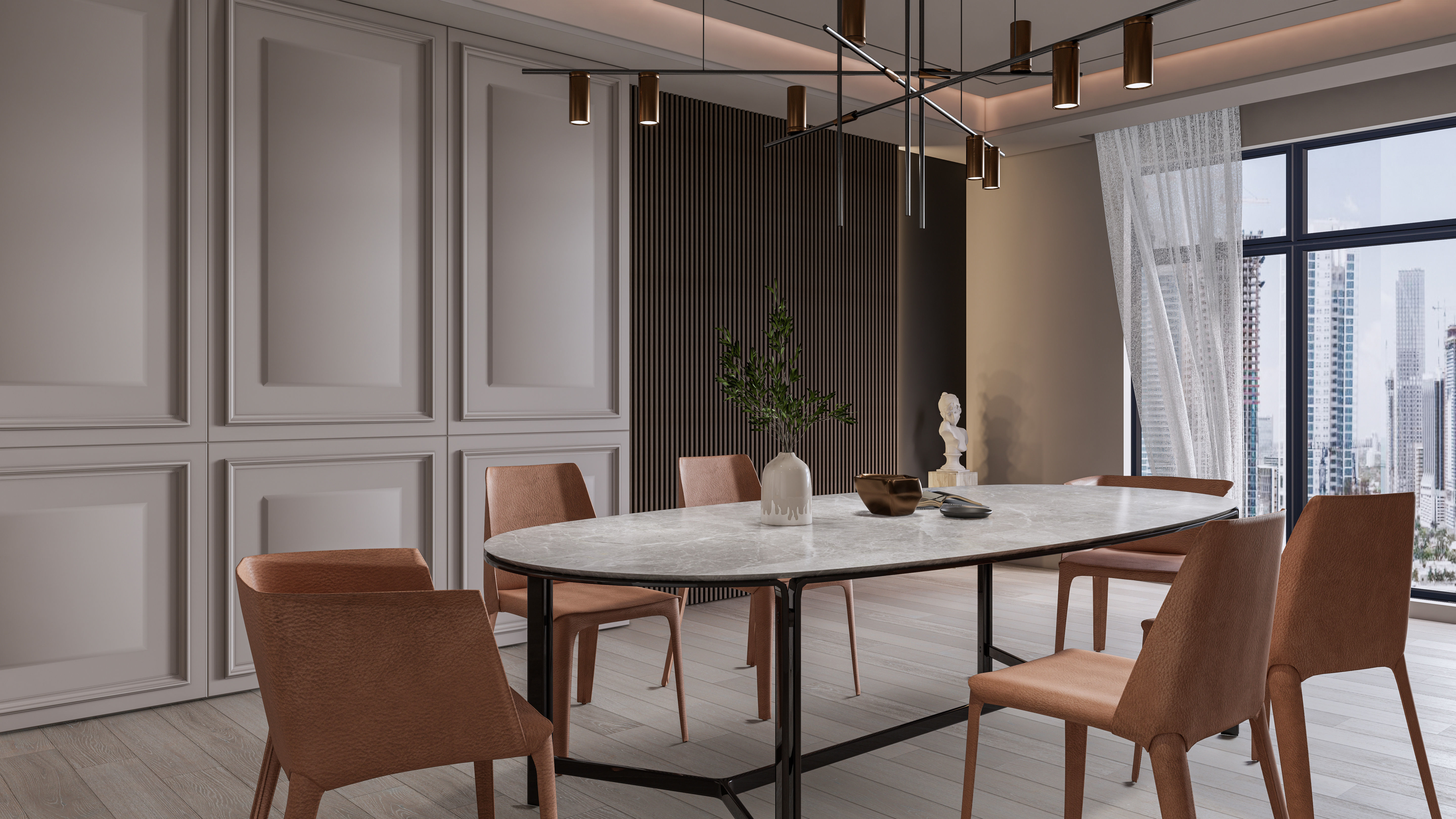 Dining room interior Dining  wall  Dining table full scene 05 3D model_7