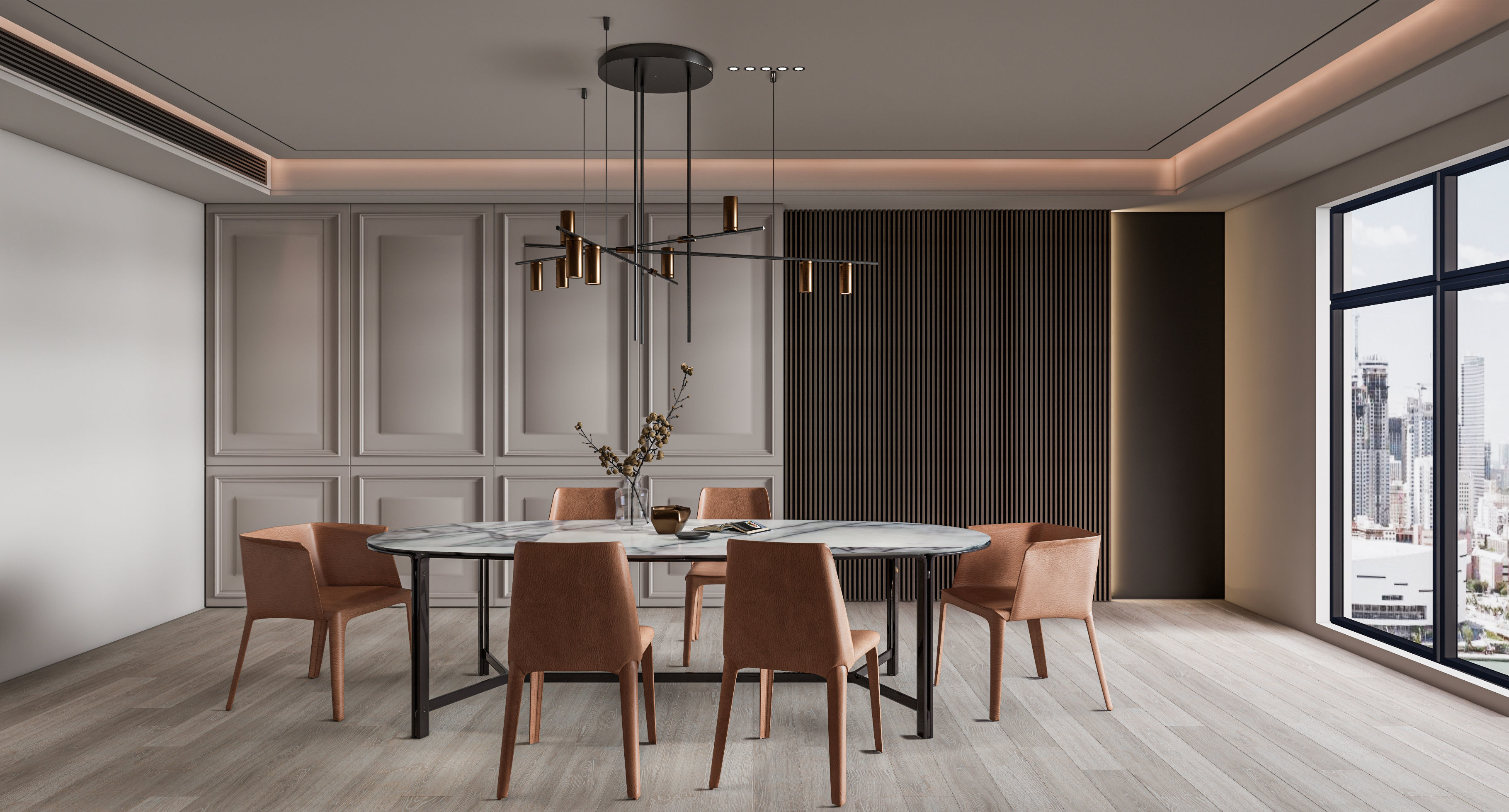 Dining room interior Dining  wall  Dining table full scene 05 3D model_8