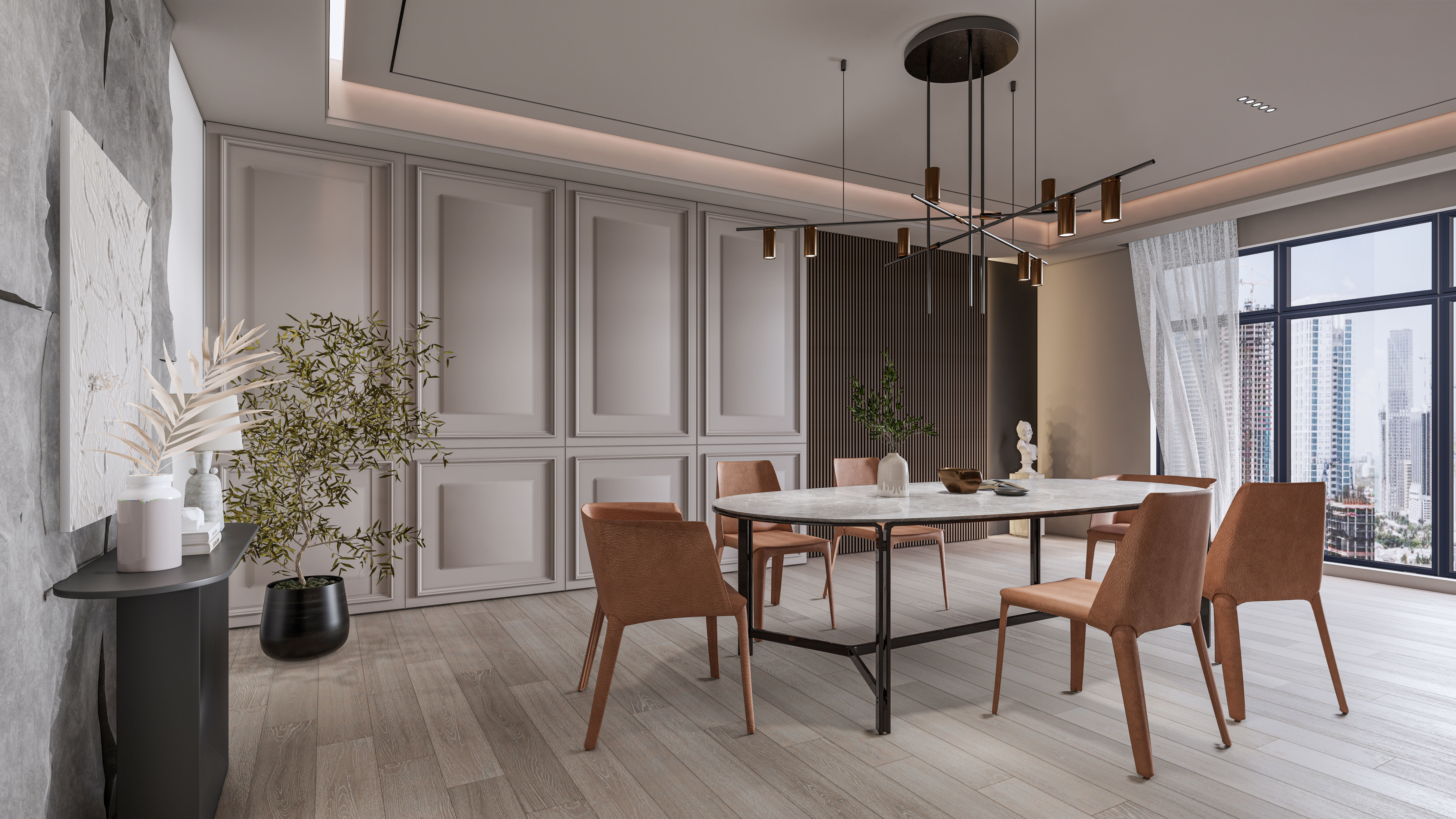 Dining room interior Dining  wall  Dining table full scene 05 3D model_16