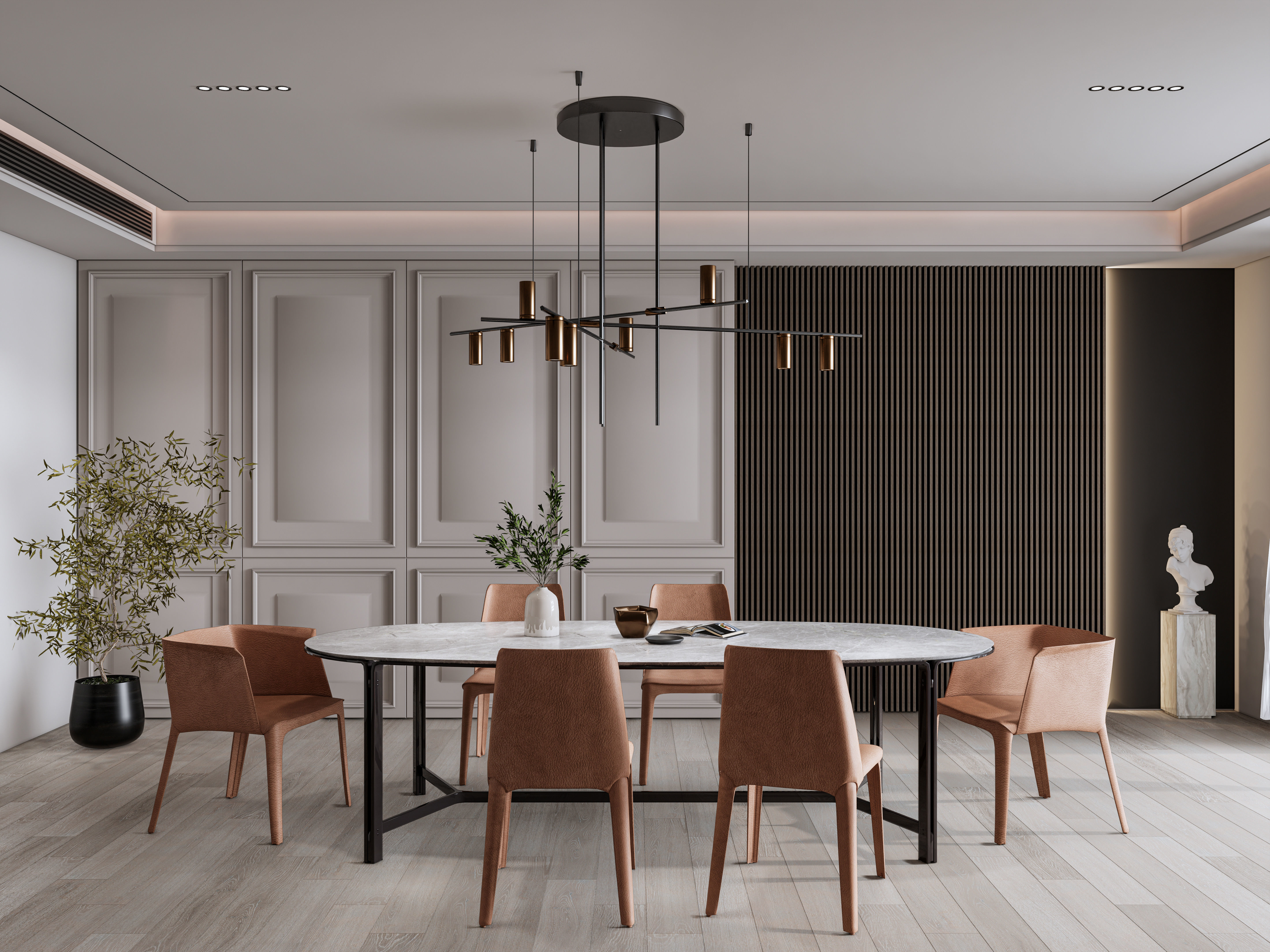 Dining room interior Dining  wall  Dining table full scene 05 3D model_2