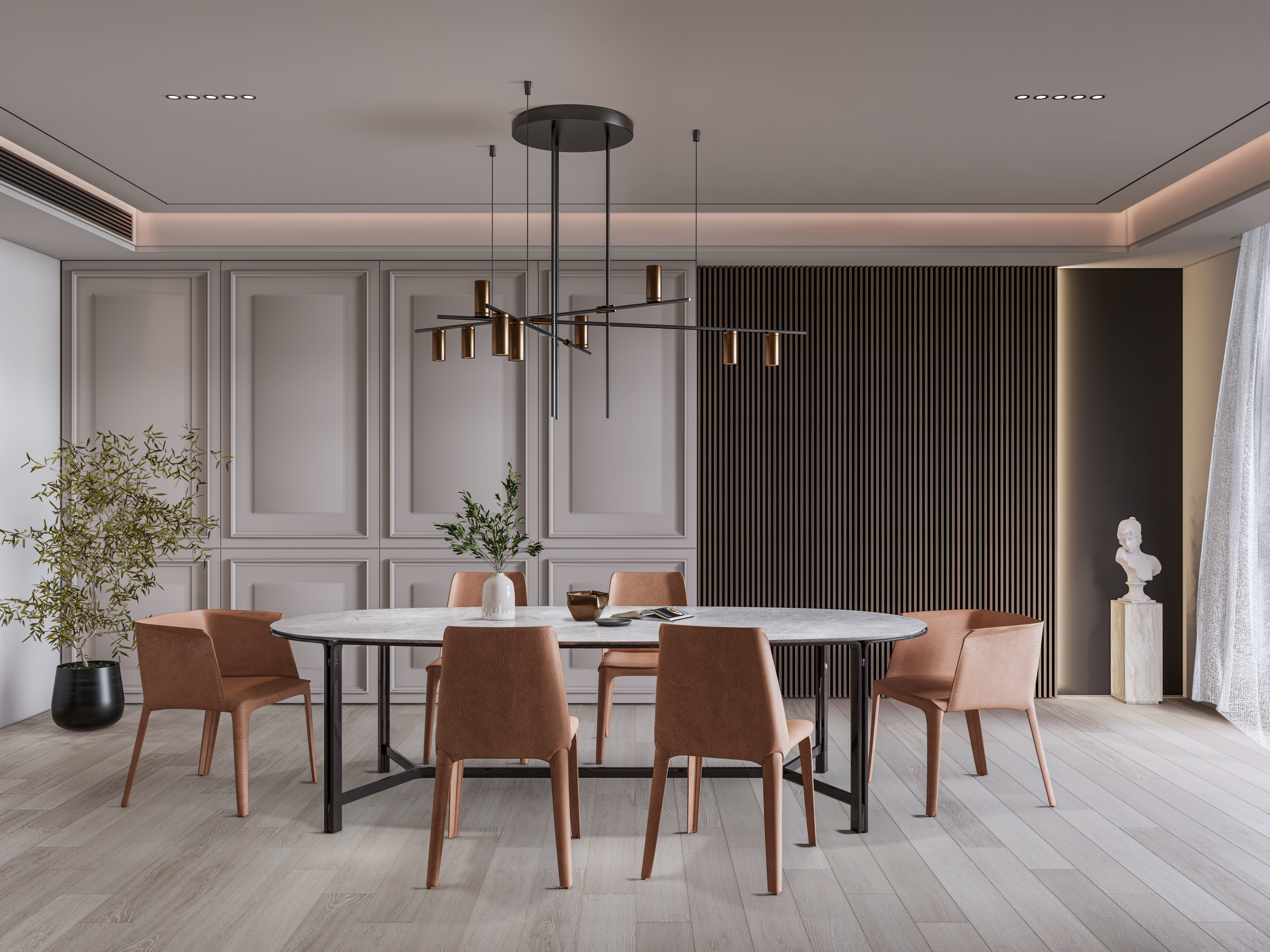 Dining room interior Dining  wall  Dining table full scene 05 3D model_1