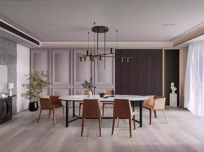 Dining room interior Dining  wall  Dining table full scene 05 3D model