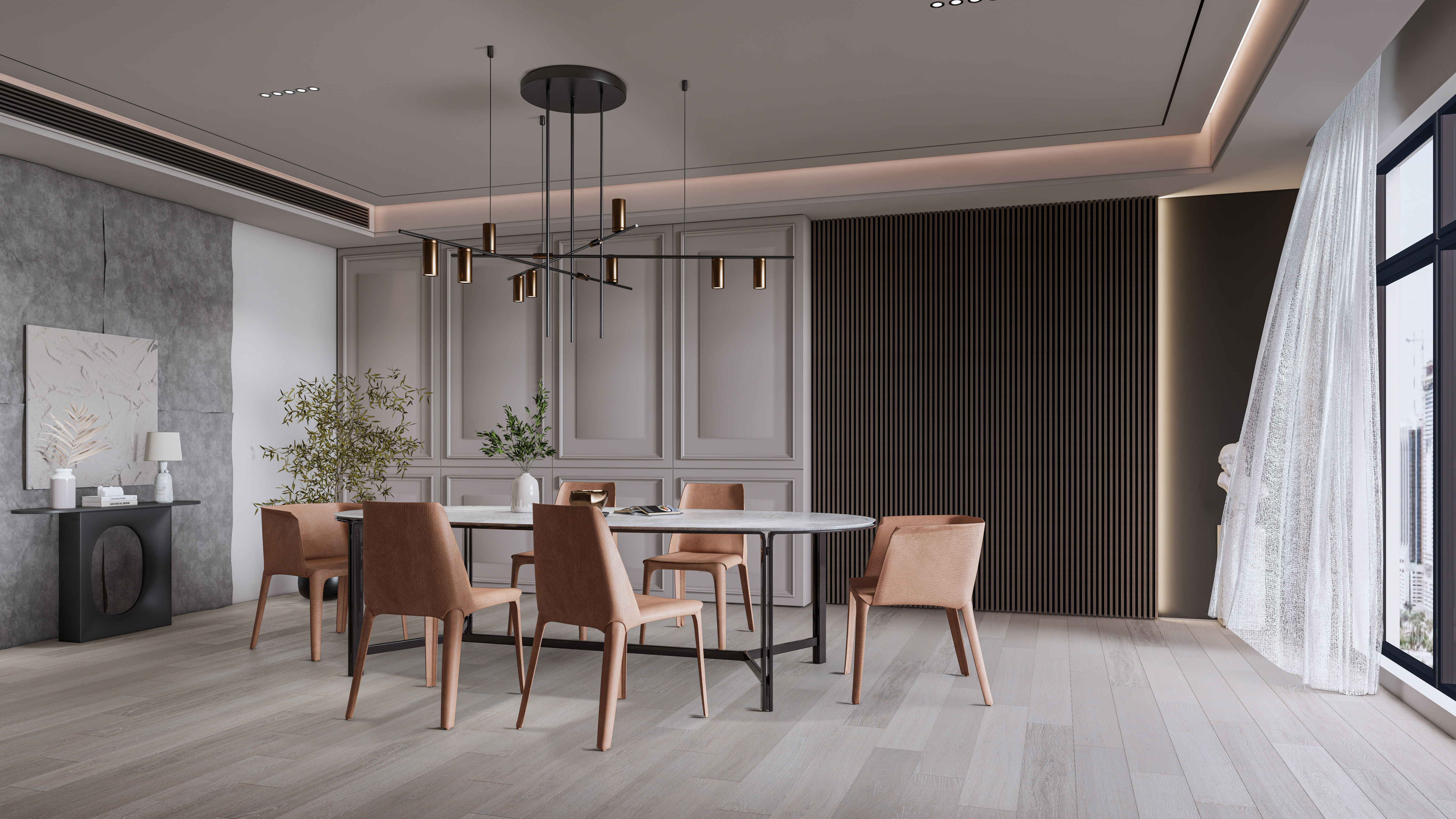 Dining room interior Dining  wall  Dining table full scene 05 3D model_12