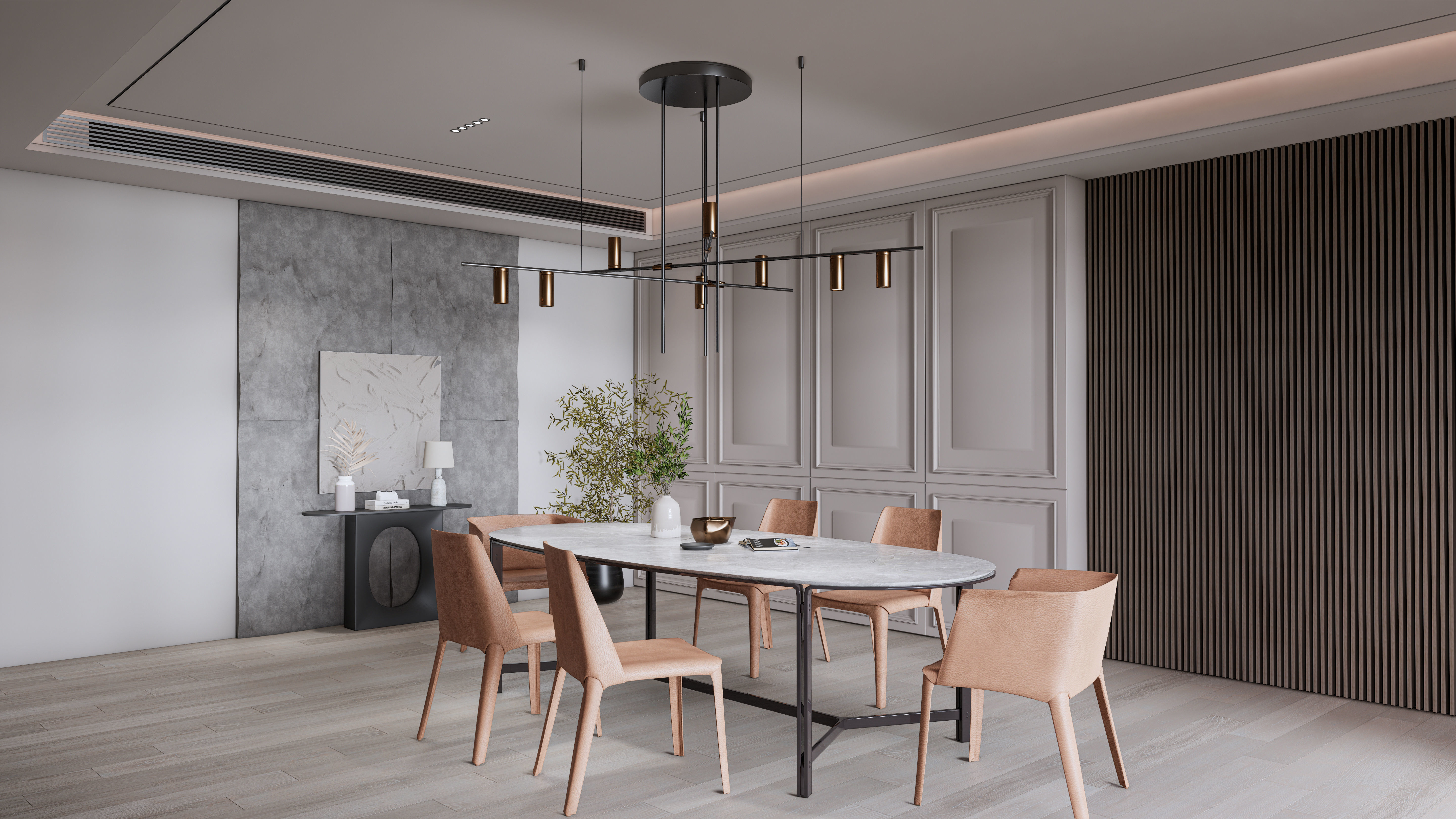 Dining room interior Dining  wall  Dining table full scene 05 3D model_17