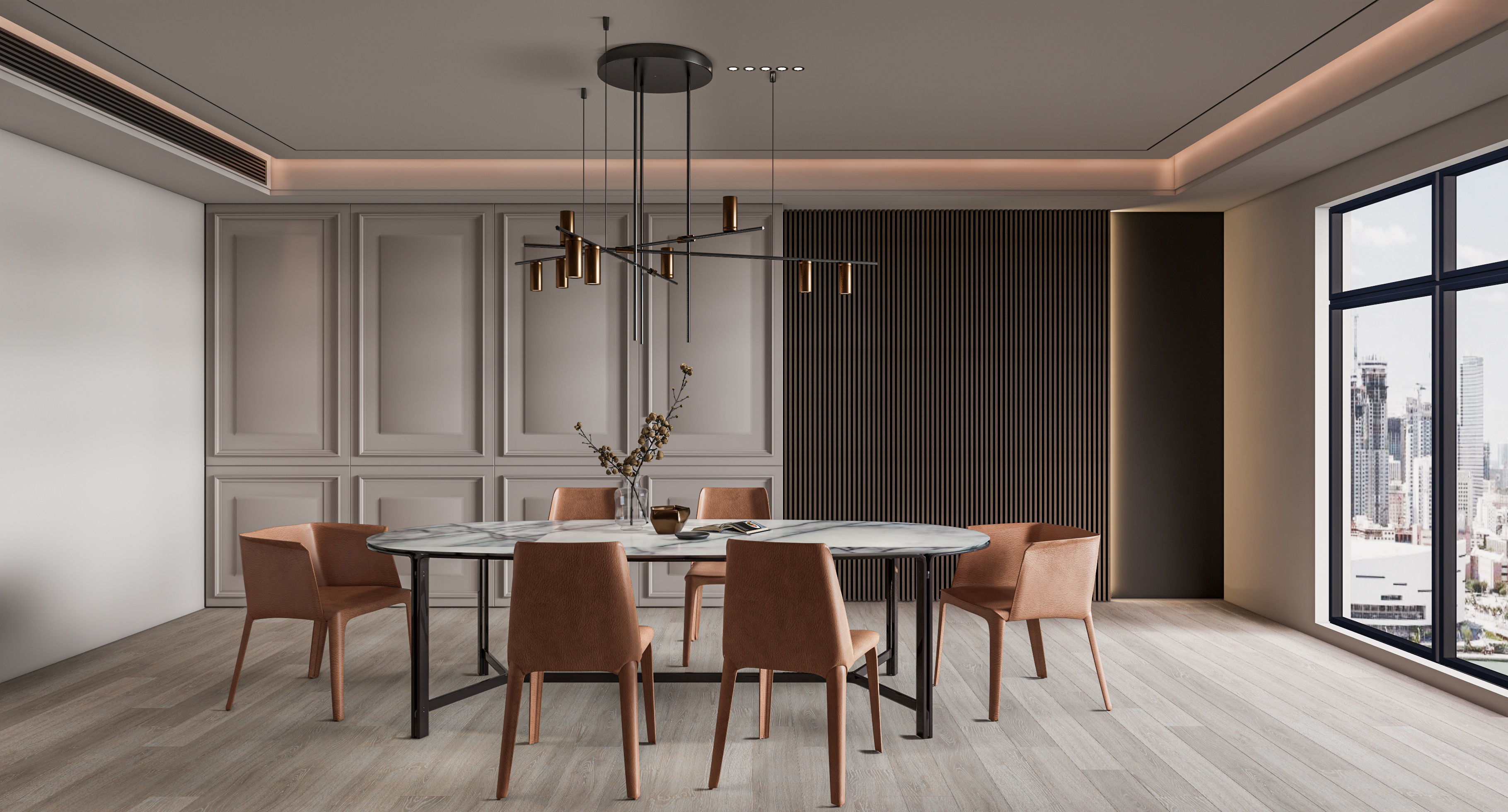 Dining room interior Dining  wall  Dining table full scene 05 3D model_9
