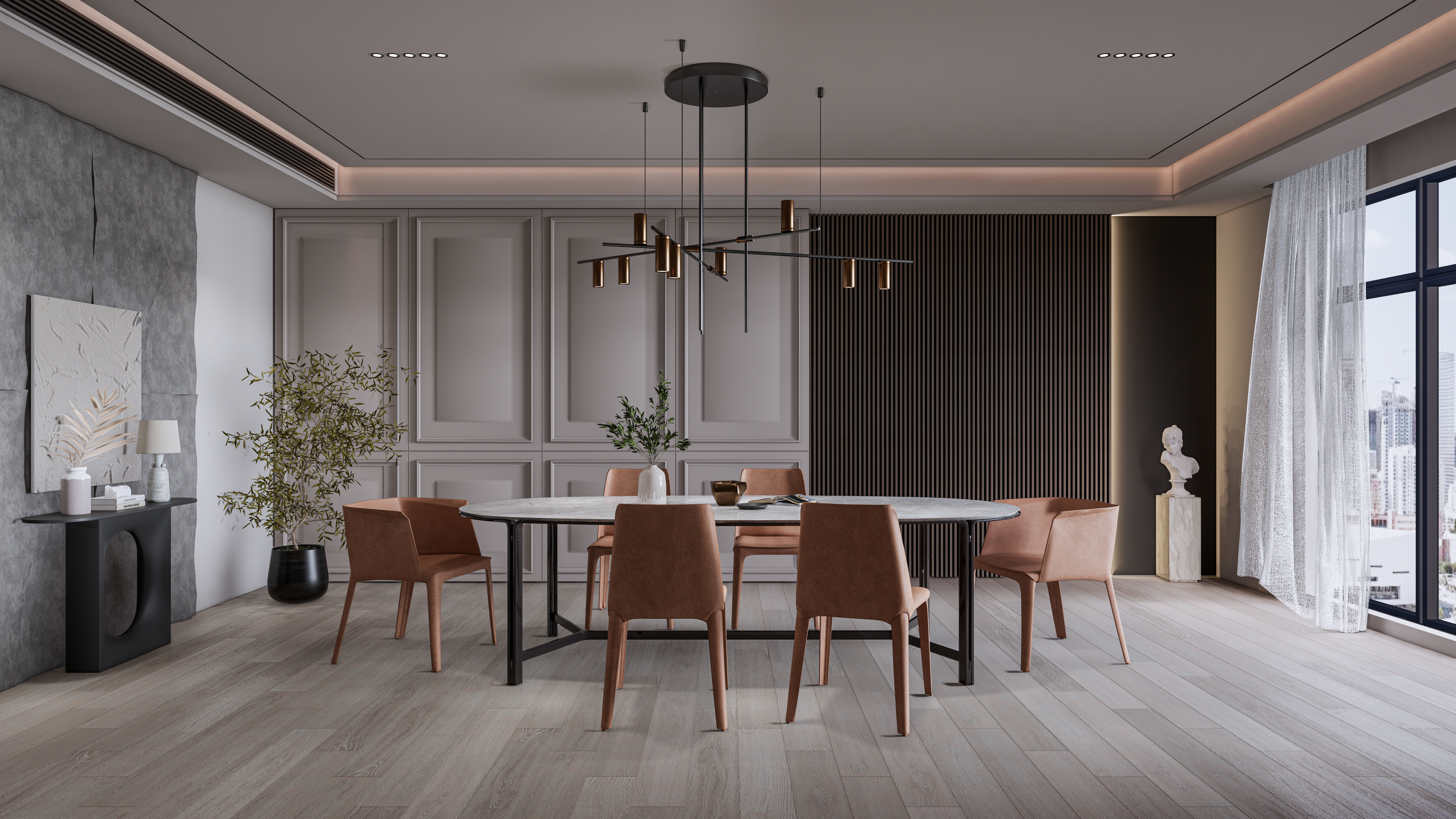Dining room interior Dining  wall  Dining table full scene 05 3D model_11