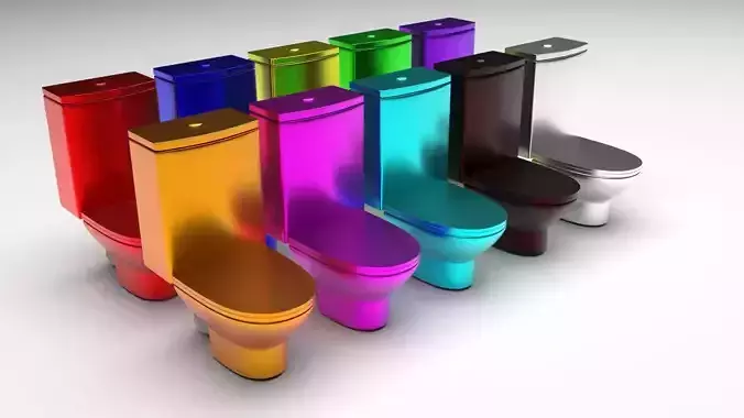 Metallic Colored Toilets Set 3D model