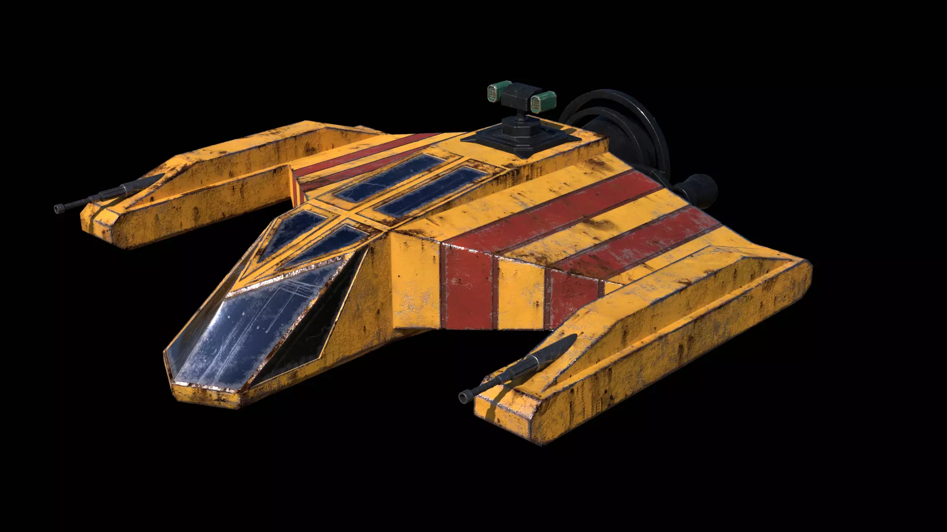 Old Spaceship Low-poly 3D model_0