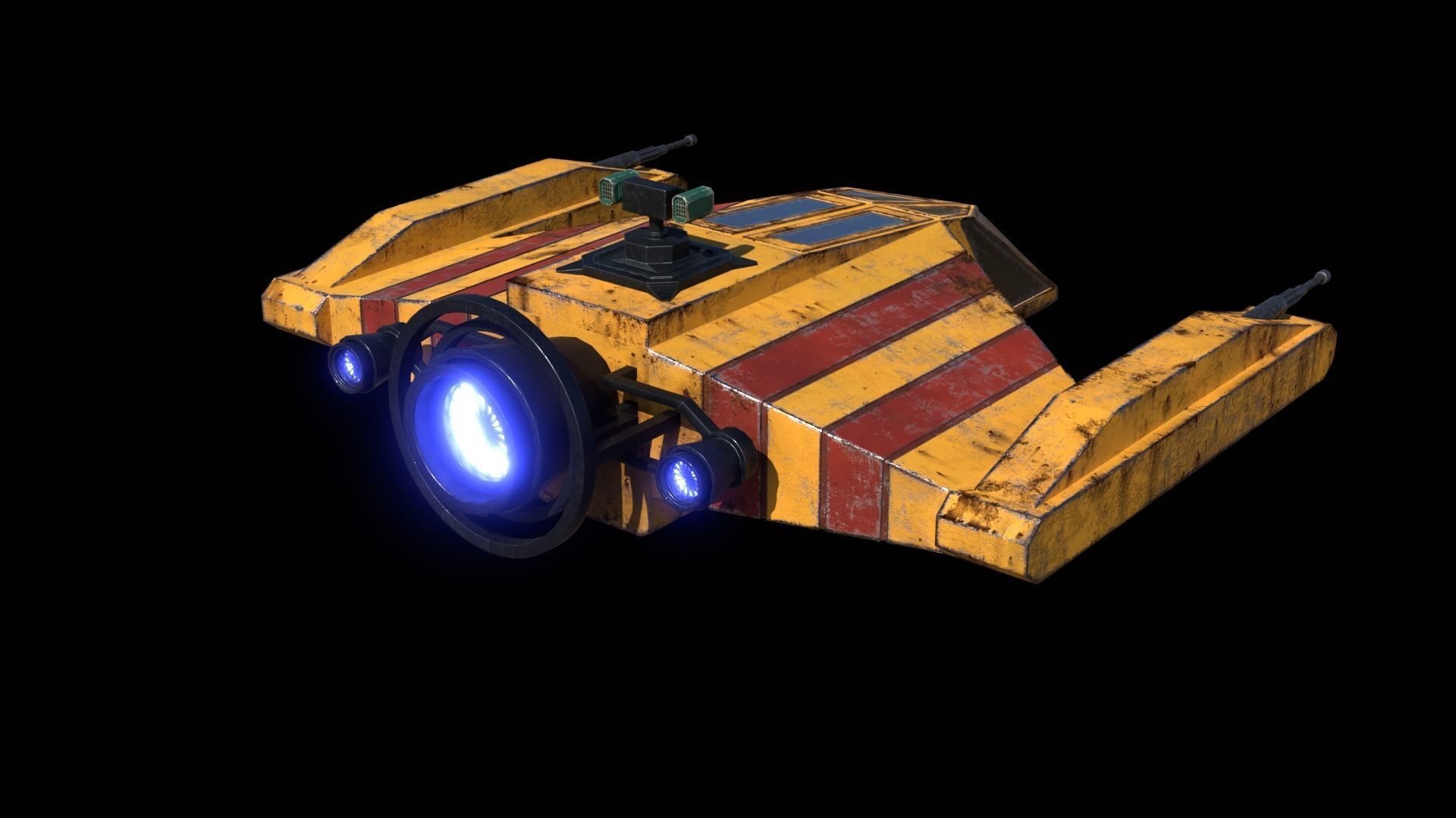 Old Spaceship Low-poly 3D model_5