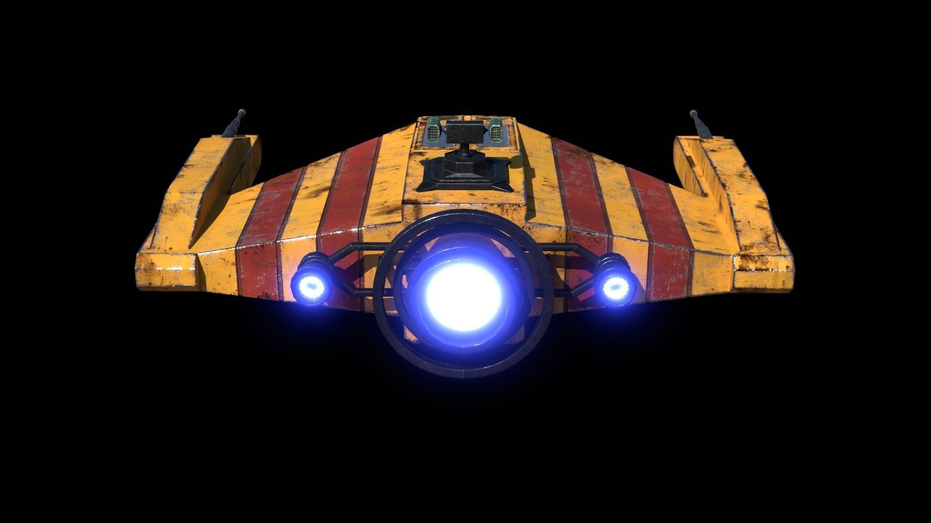Old Spaceship Low-poly 3D model_6