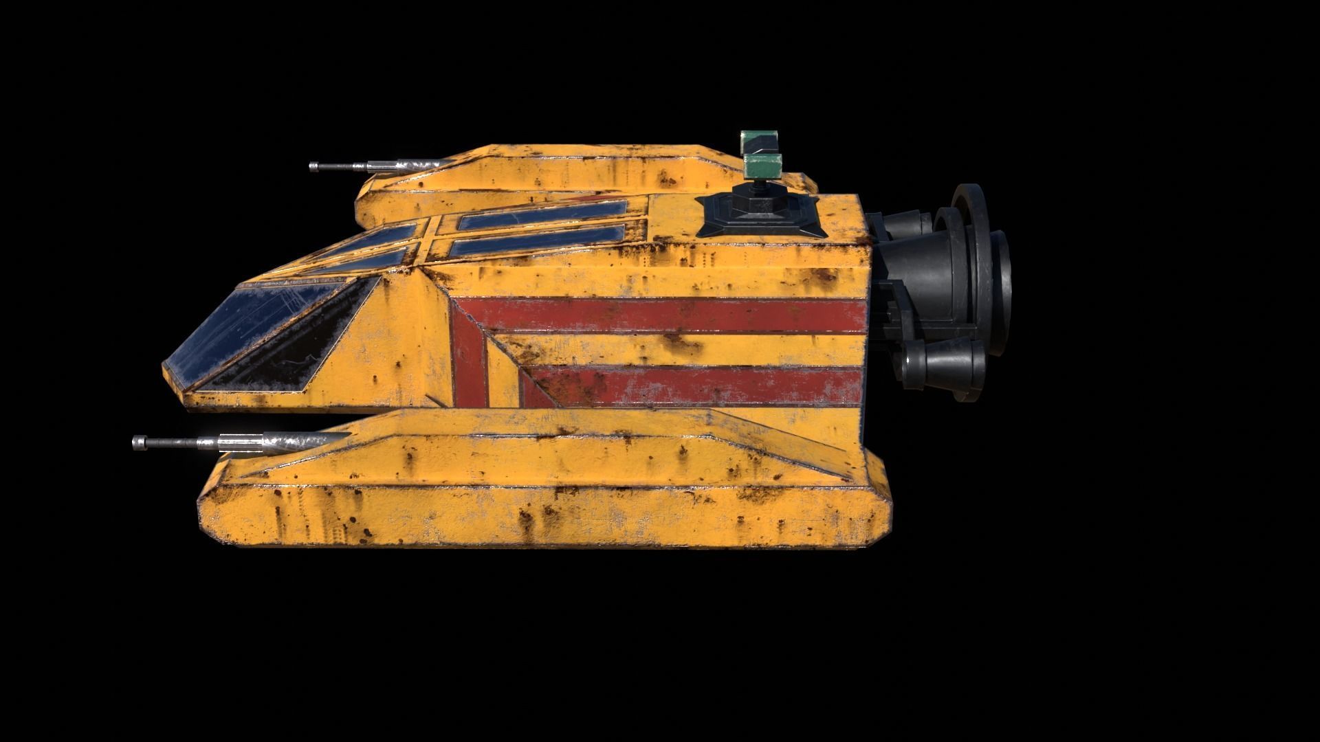 Old Spaceship Low-poly 3D model_8