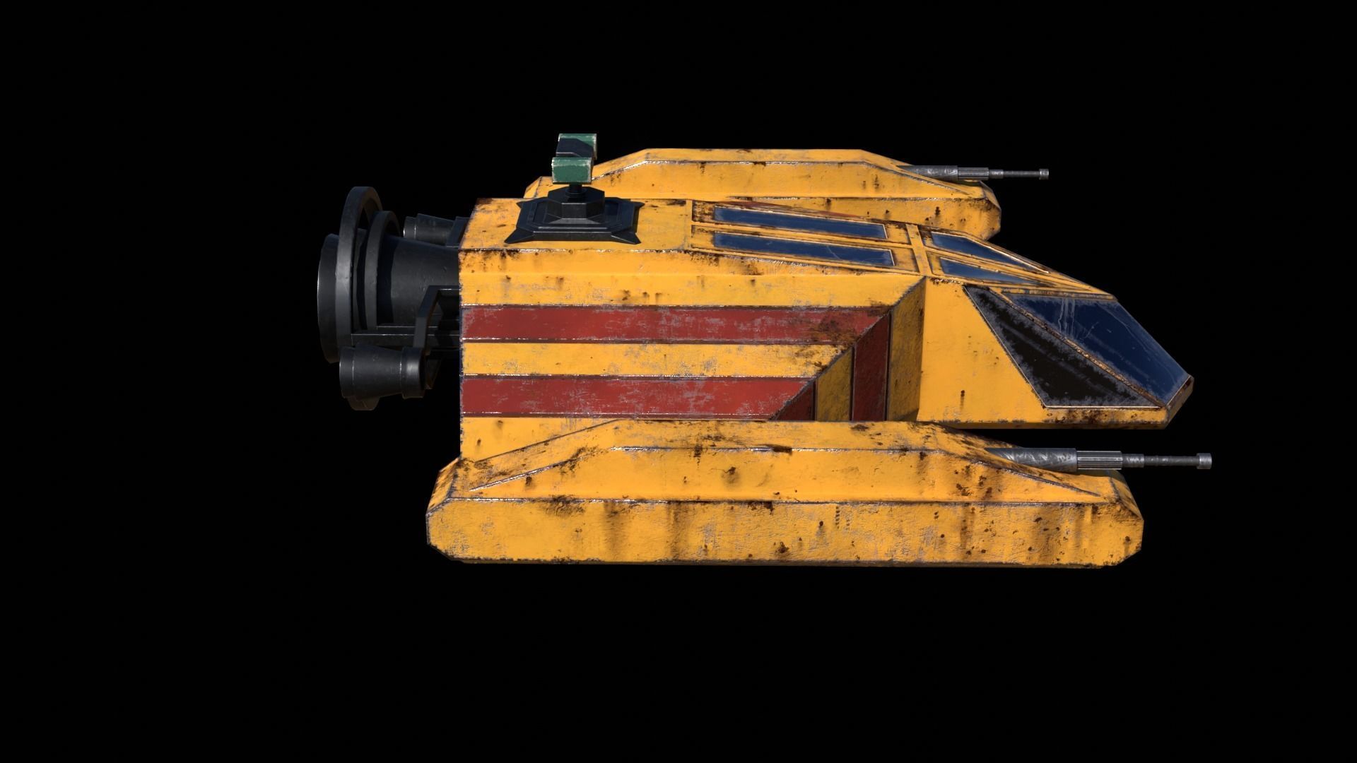 Old Spaceship Low-poly 3D model_4