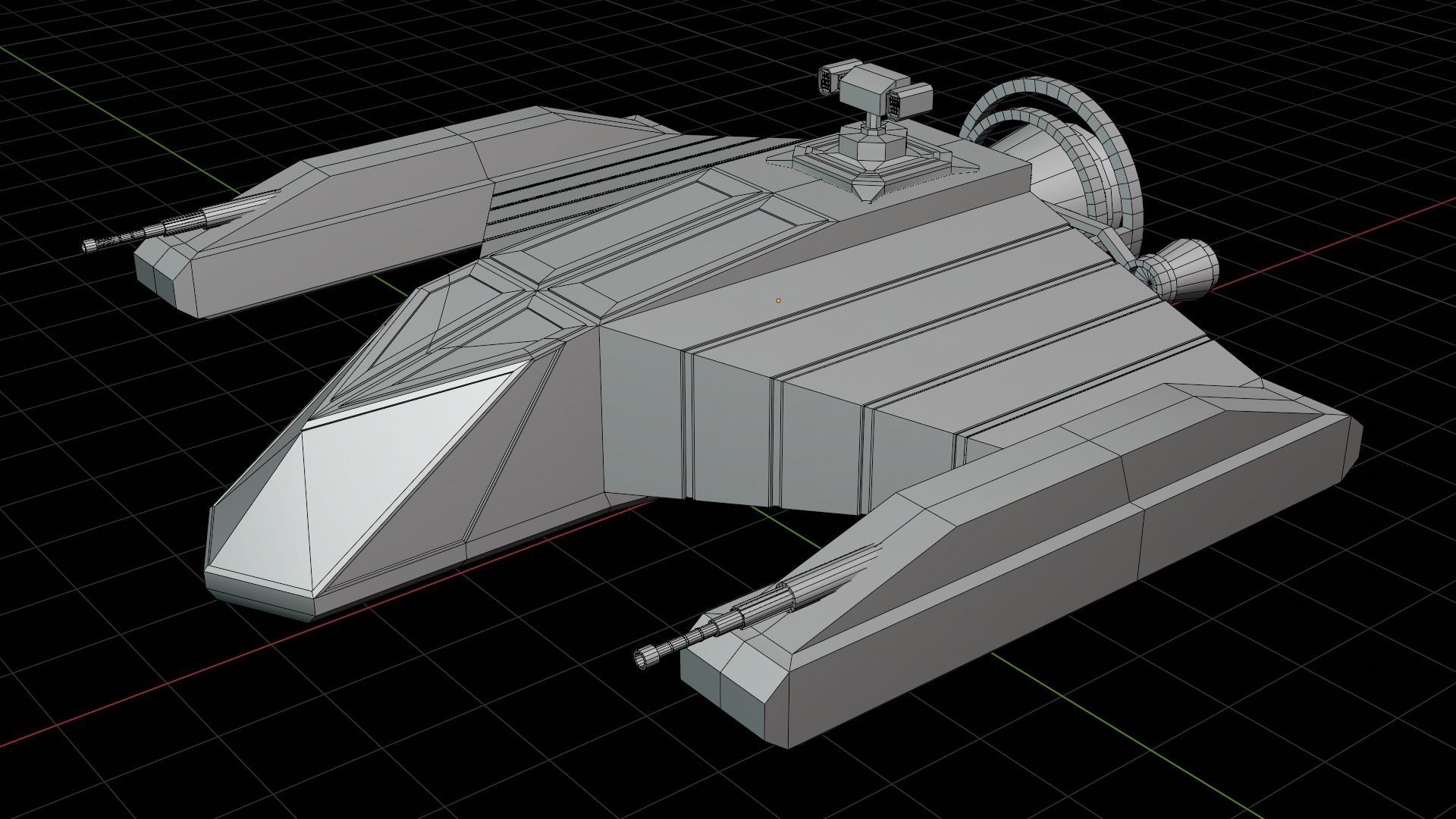 Old Spaceship Low-poly 3D model_11