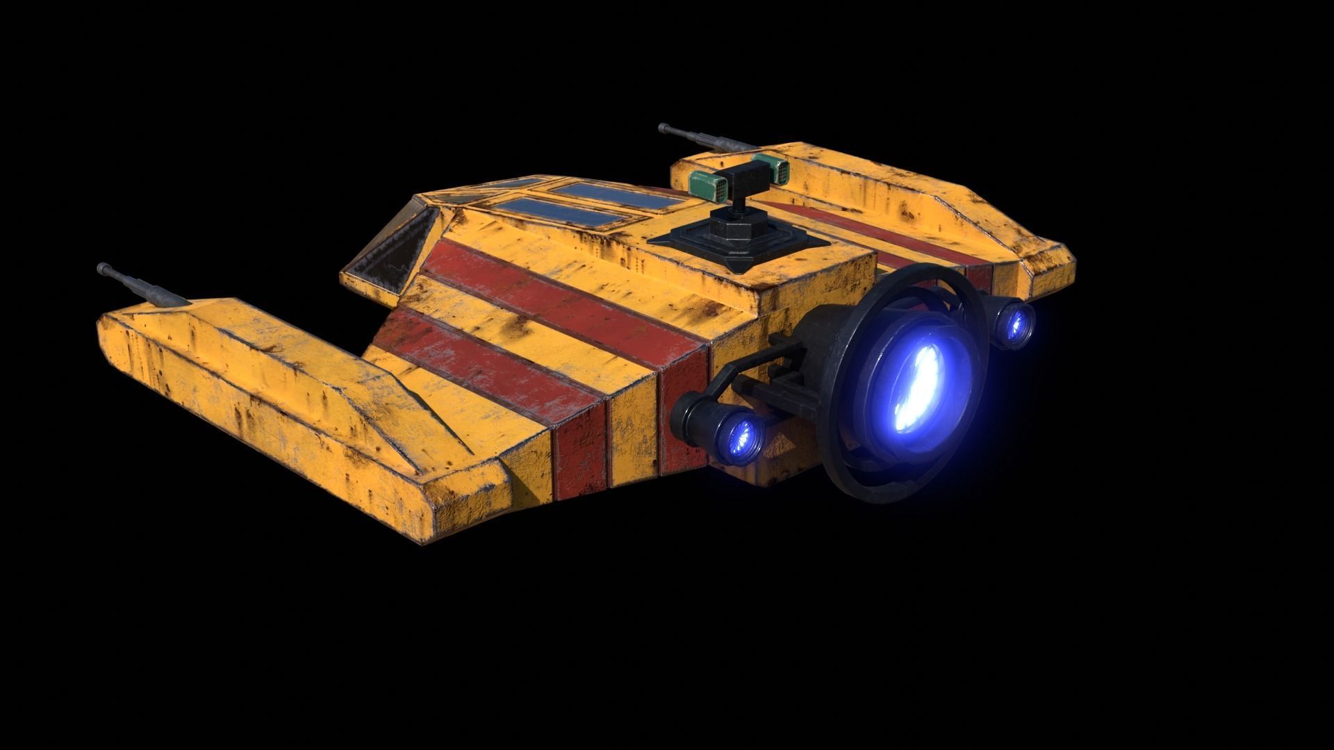 Old Spaceship Low-poly 3D model_7