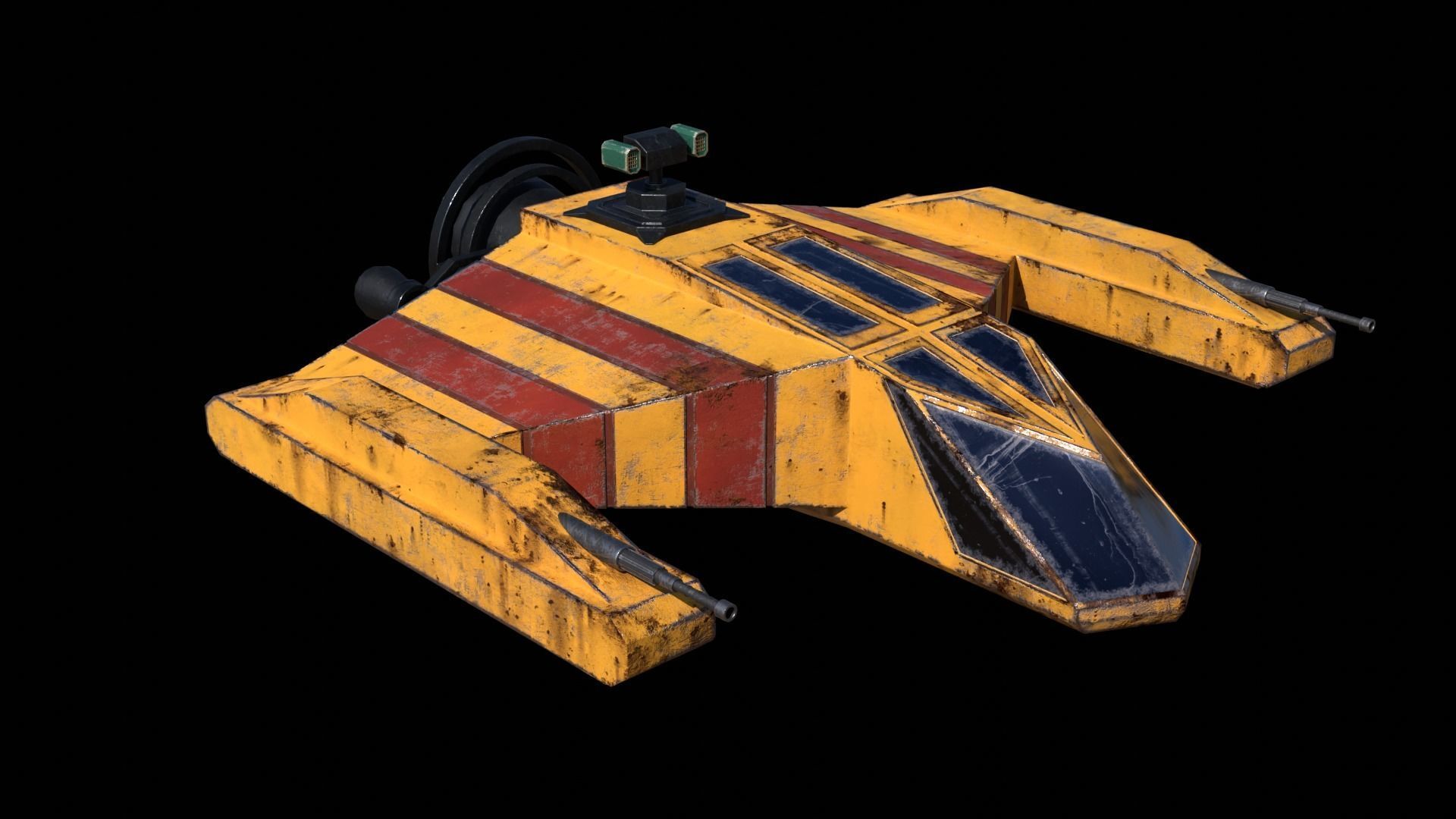 Old Spaceship Low-poly 3D model_3