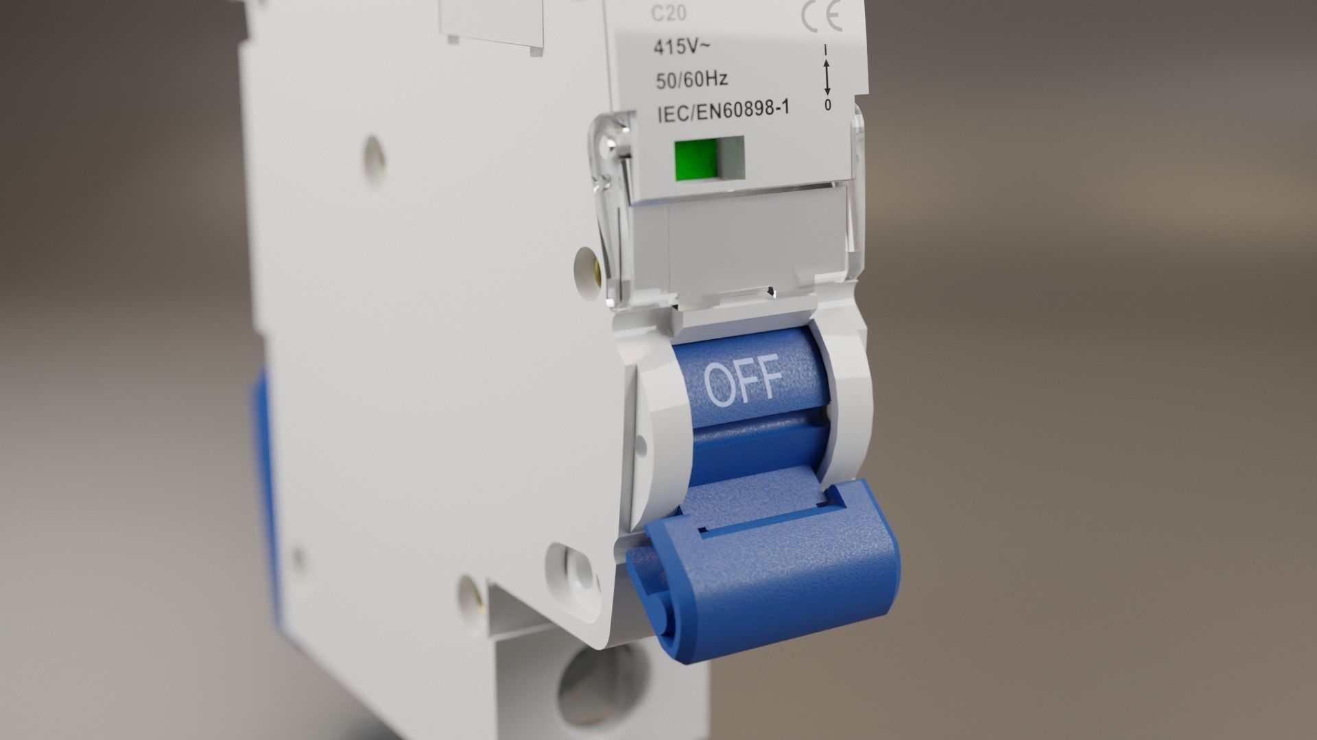 Electrical part 1pole Miniature Circuit Breaker 3D model_9