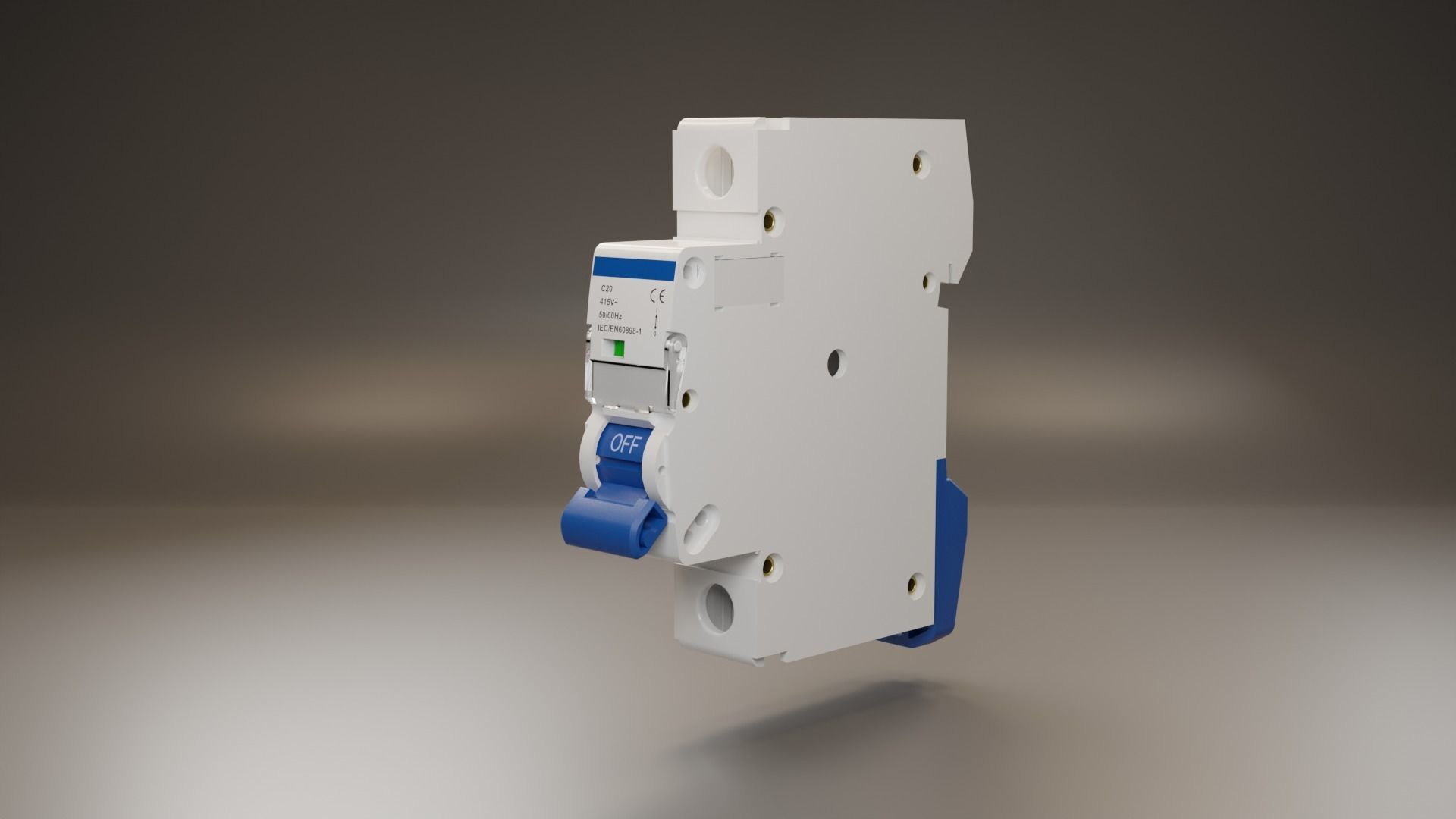 Electrical part 1pole Miniature Circuit Breaker 3D model_14