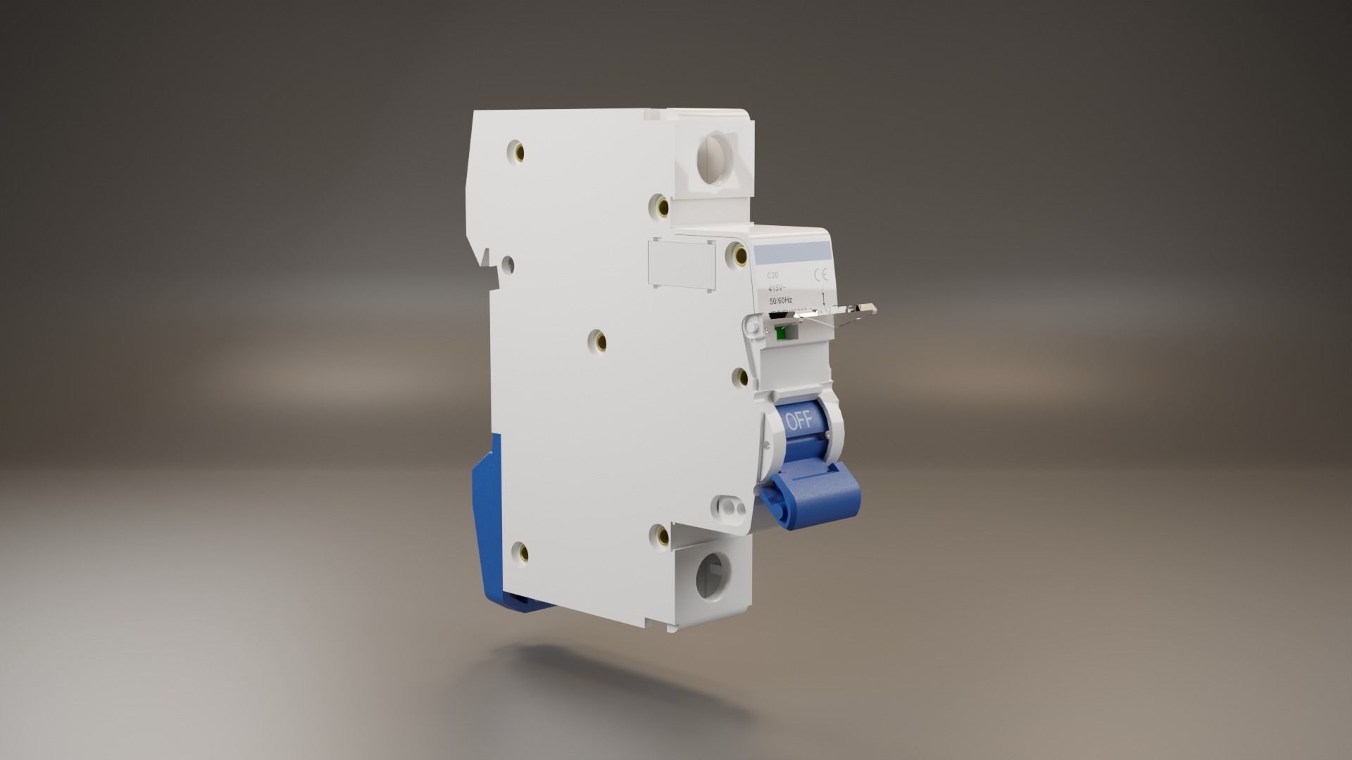 Electrical part 1pole Miniature Circuit Breaker 3D model_5