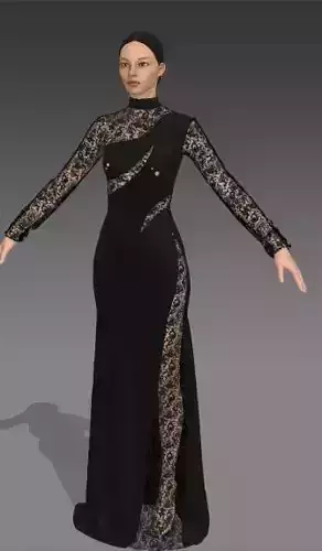 Dress lace detail look color Low-poly 3D model
