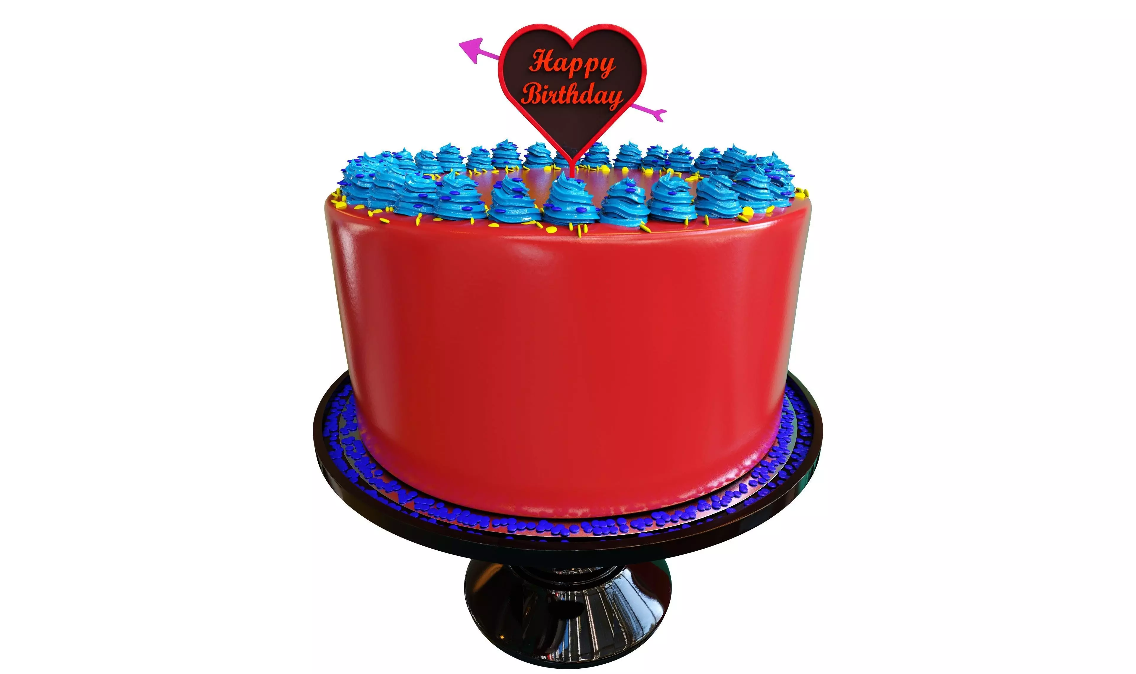 HAPPY BIRTHDAY CAKE TOPPER WITH ARROW 3D print model_0