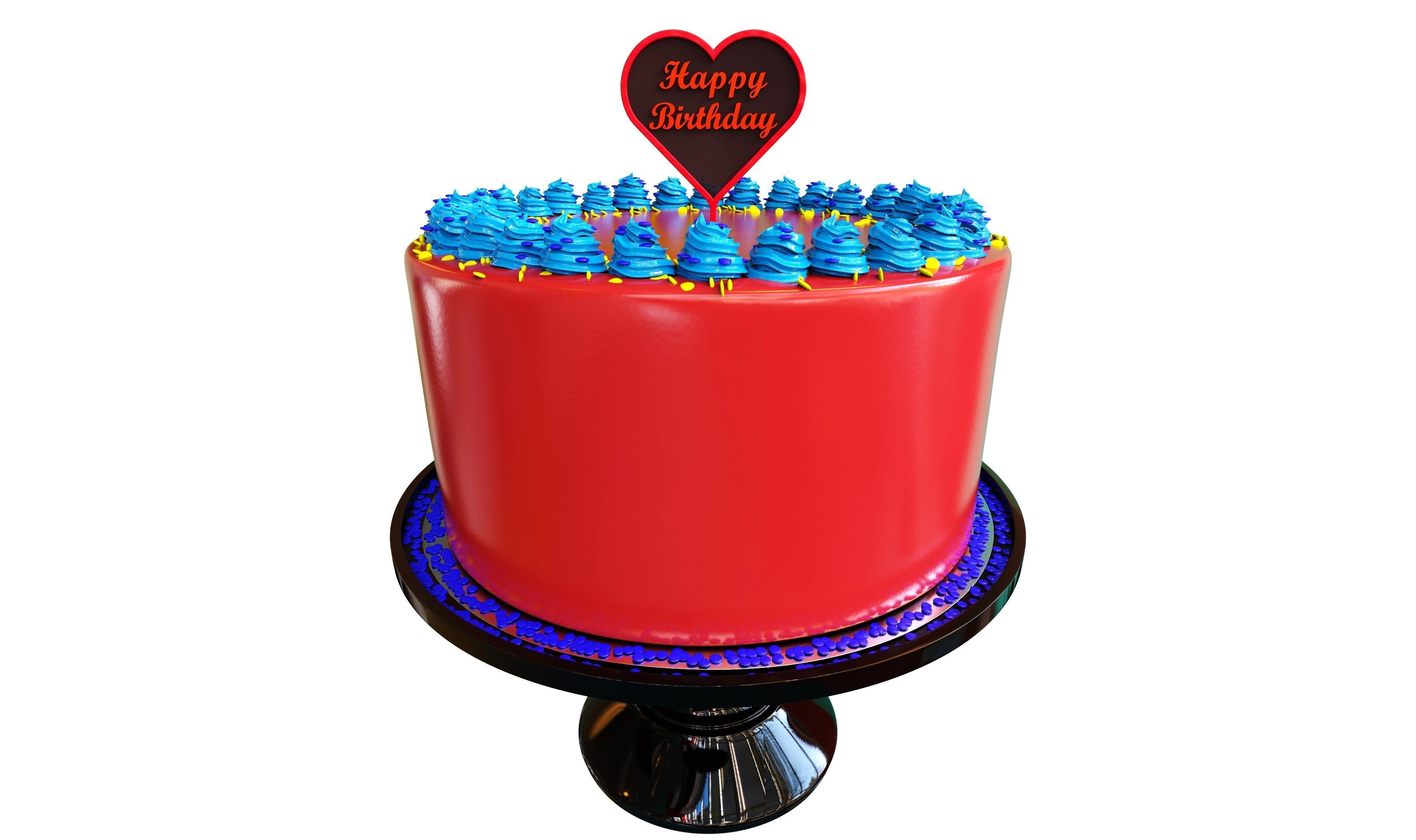 HAPPY BIRTHDAY CAKE TOPPER WITH ARROW 3D print model_1