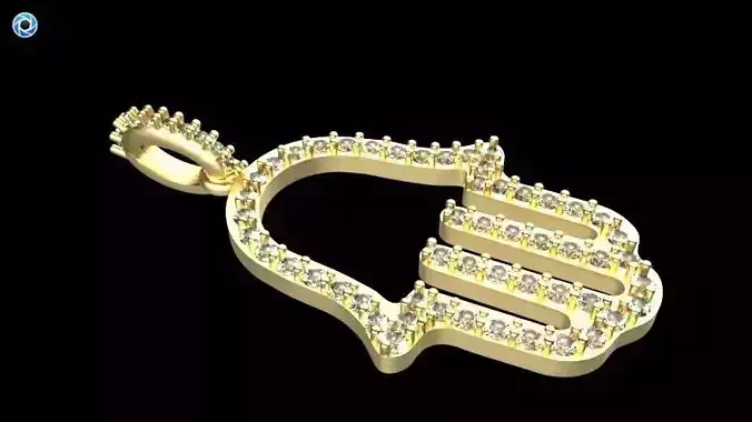 Diamond Hamsa Hand Pendant Necklace Jewelry