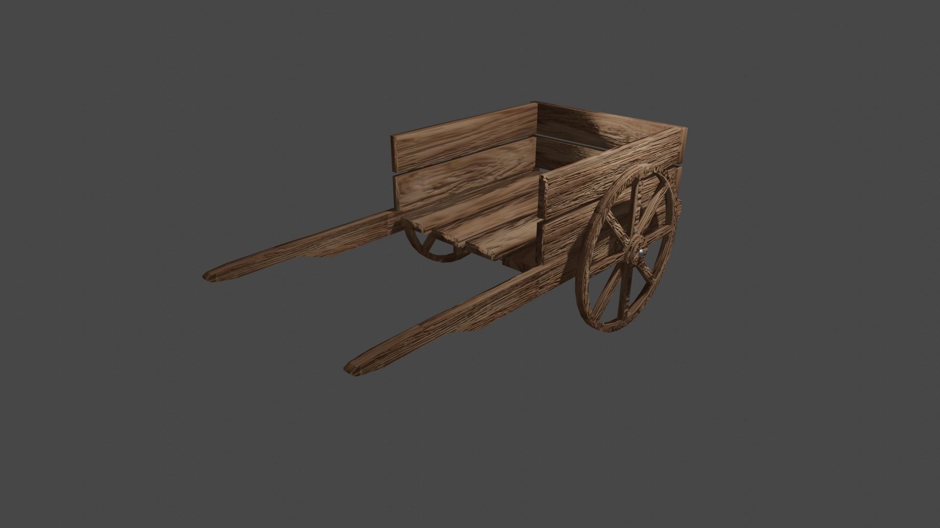 Wooden Cart Low-poly 3D model_3