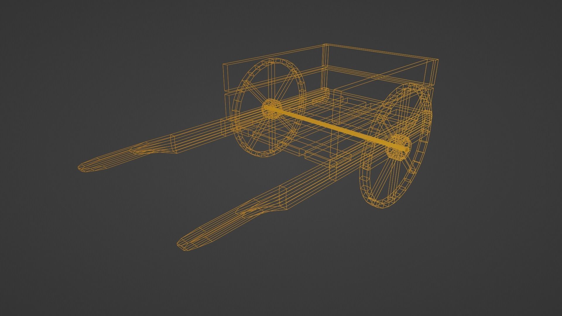 Wooden Cart Low-poly 3D model_4