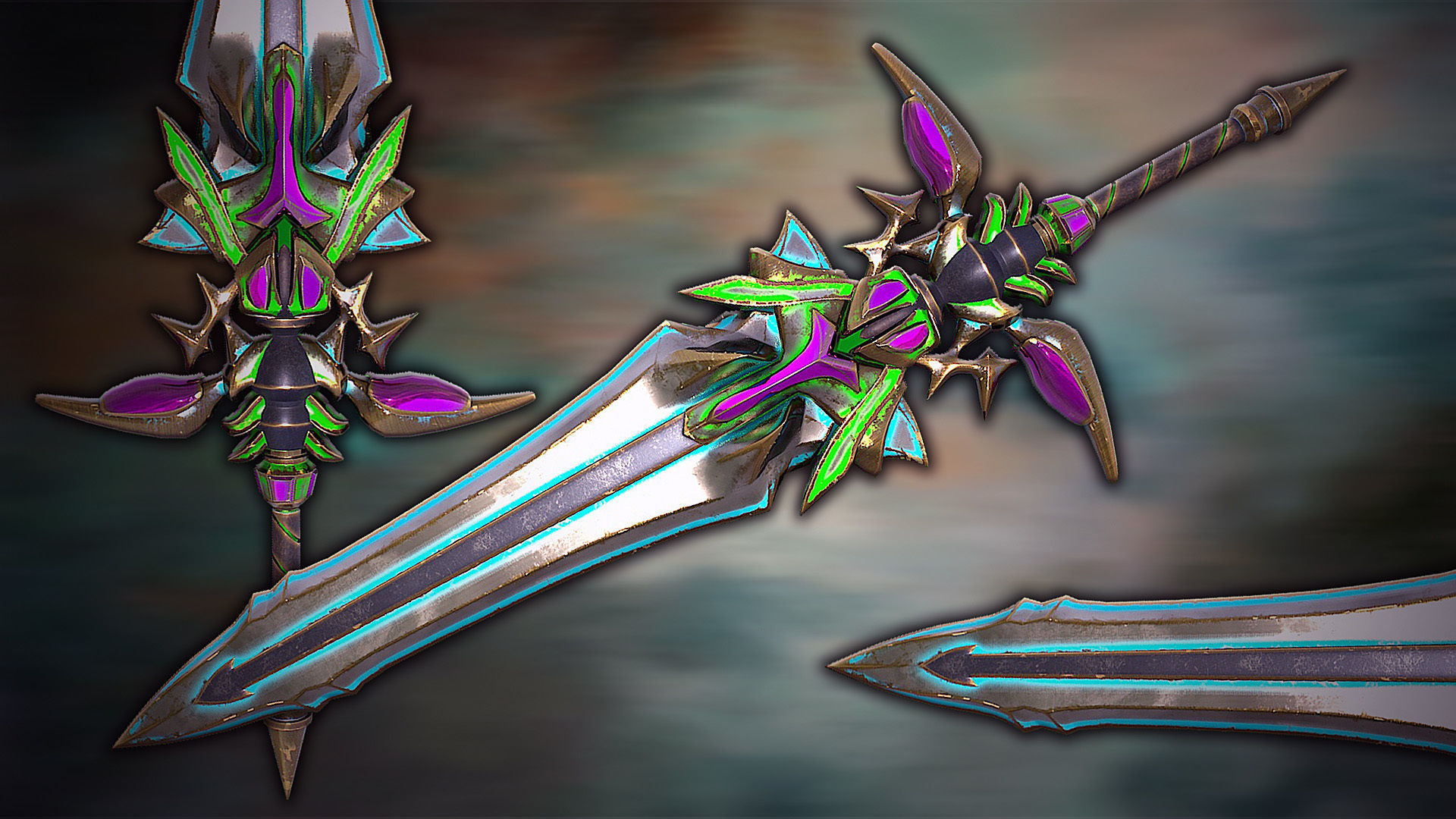 Fantasy Sword 19 3D Model Low-poly 3D model_4