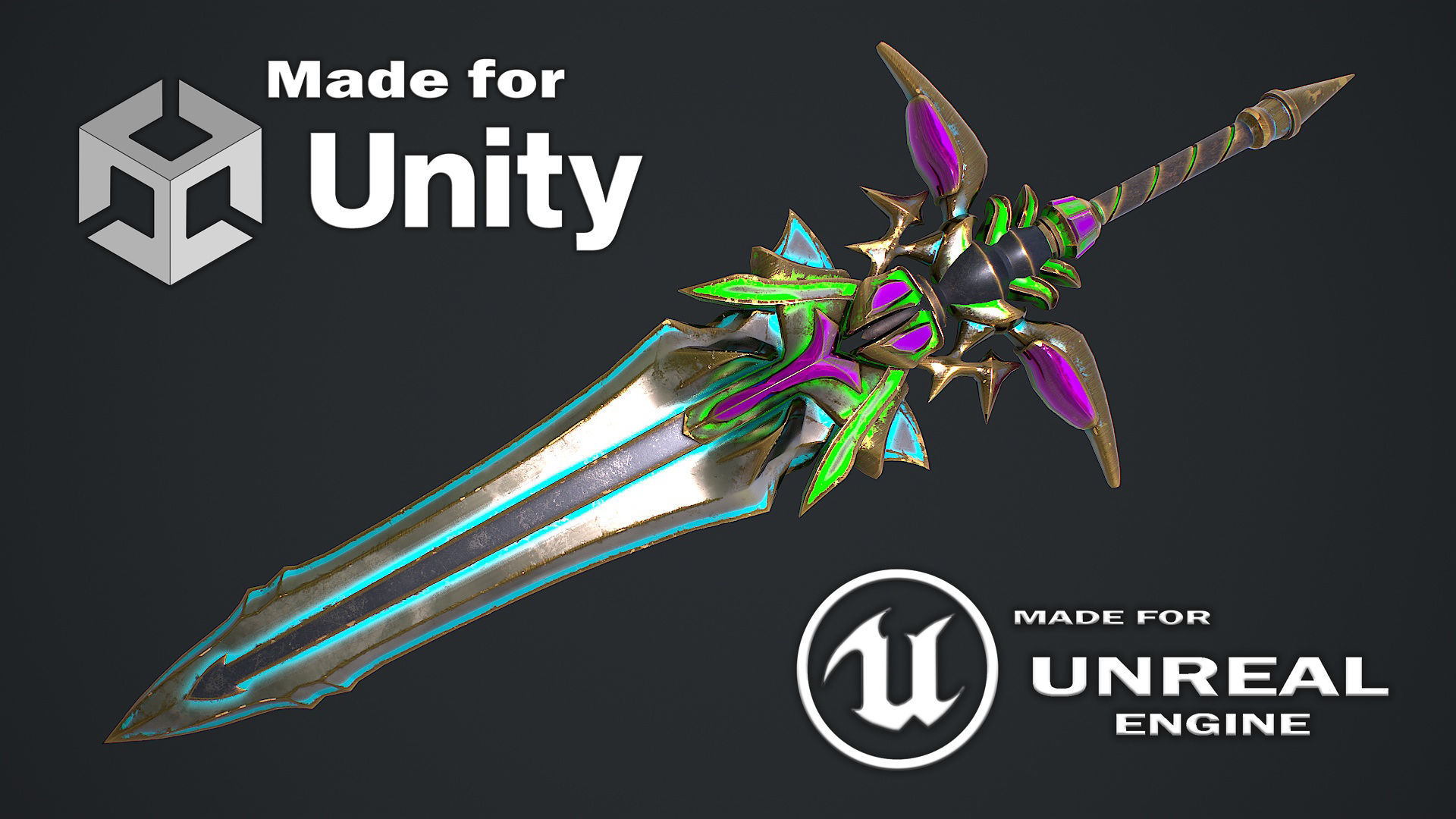 Fantasy Sword 19 3D Model Low-poly 3D model_3