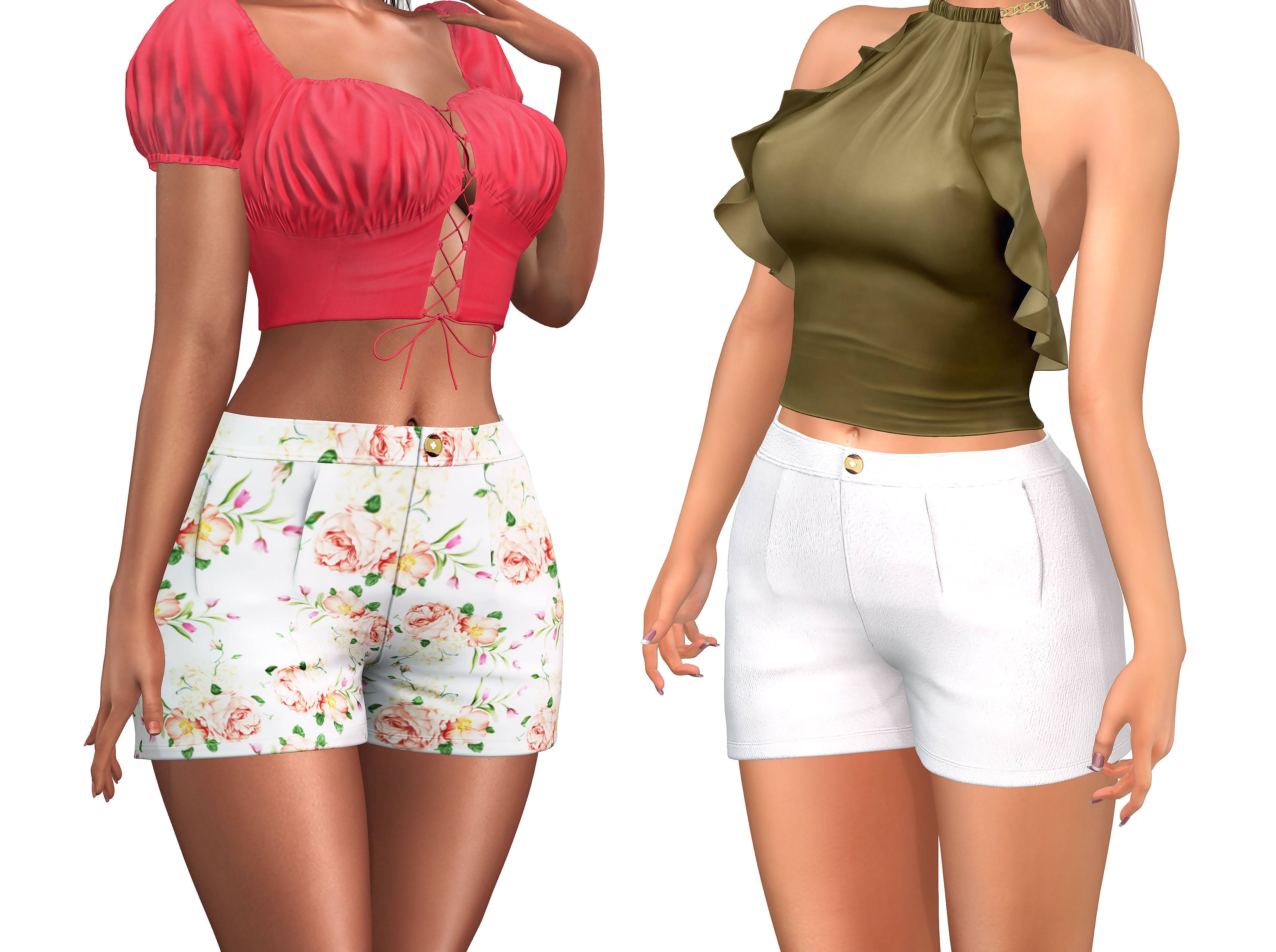Womens Classic Shorts Low-poly 3D model_3