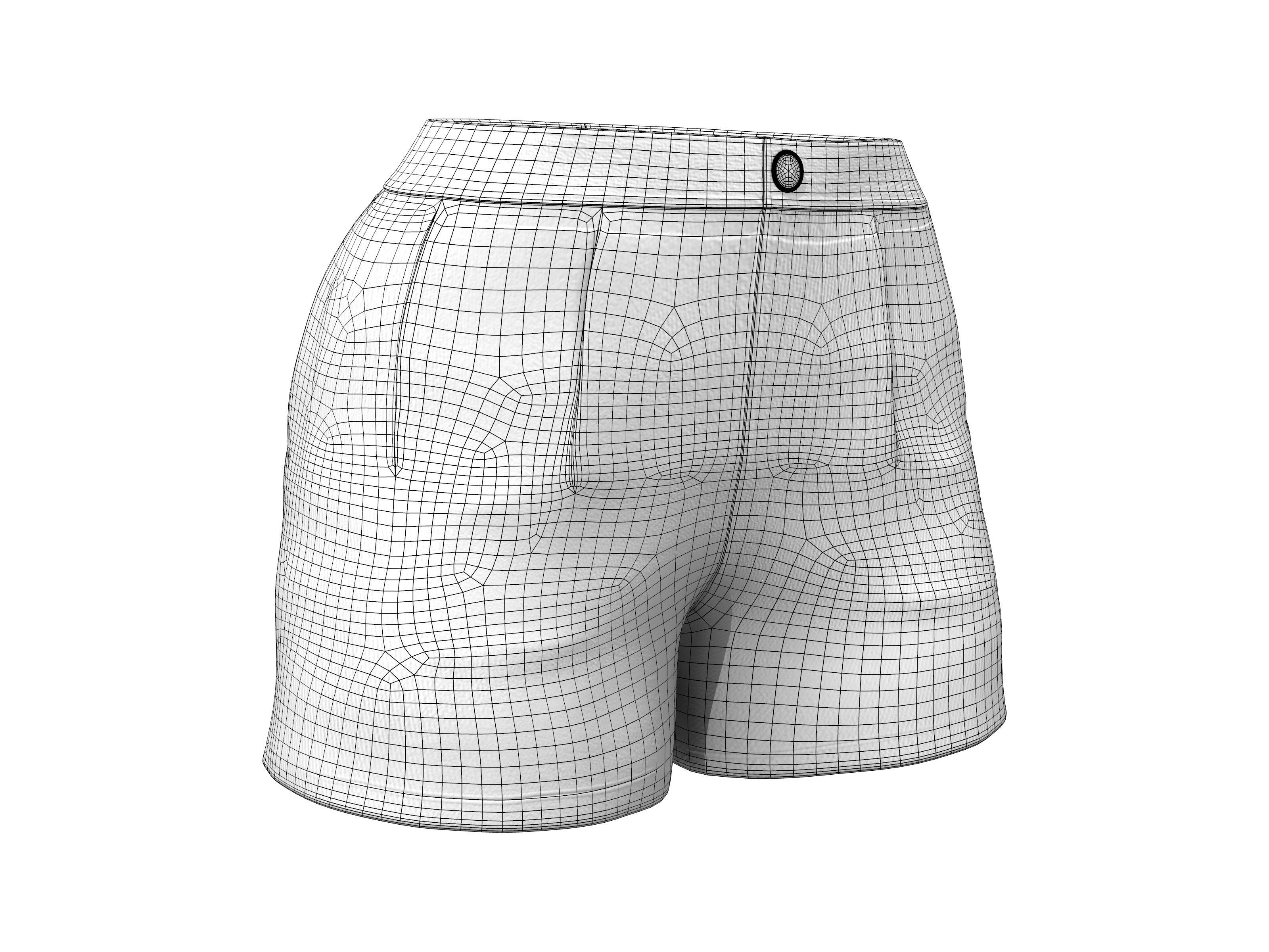 Womens Classic Shorts Low-poly 3D model_4
