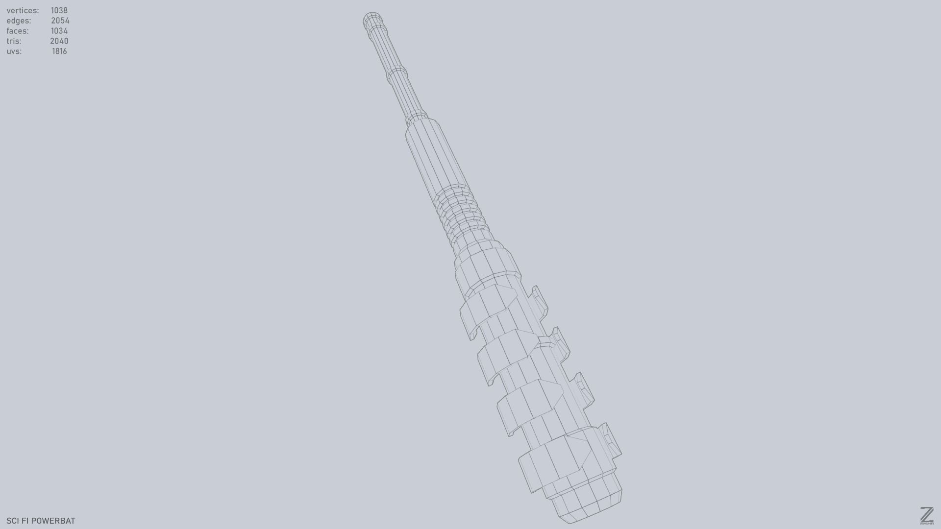 Scifi Powerbat Low-poly 3D model_12