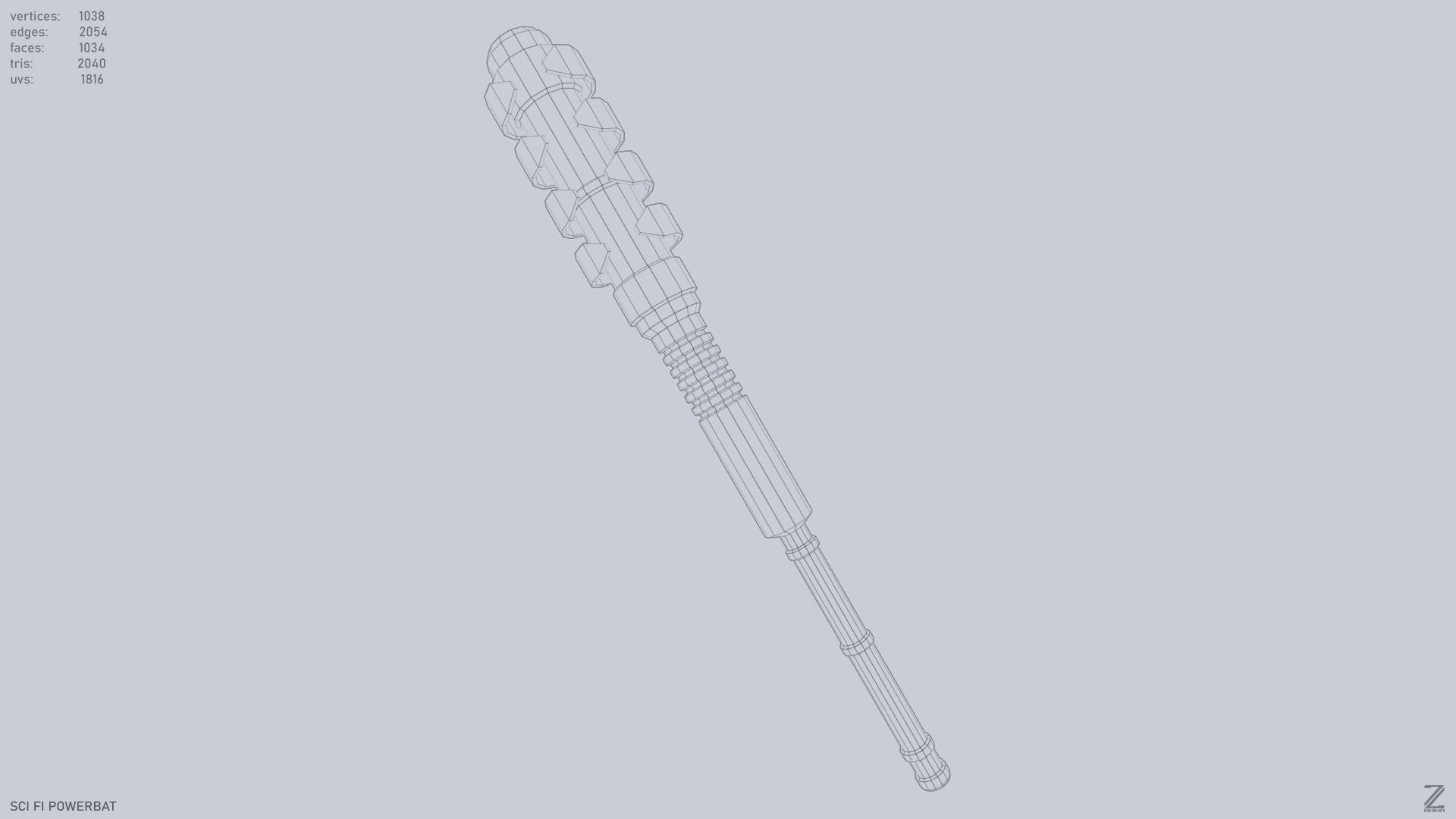 Scifi Powerbat Low-poly 3D model_9