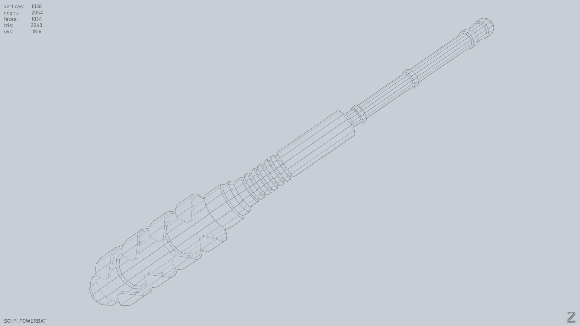 Scifi Powerbat Low-poly 3D model_11