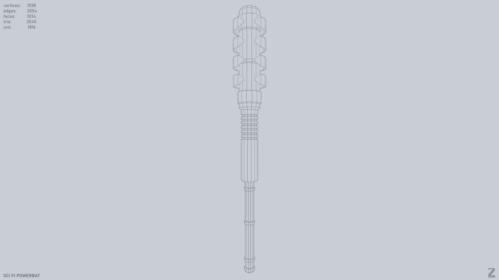 Scifi Powerbat Low-poly 3D model_8