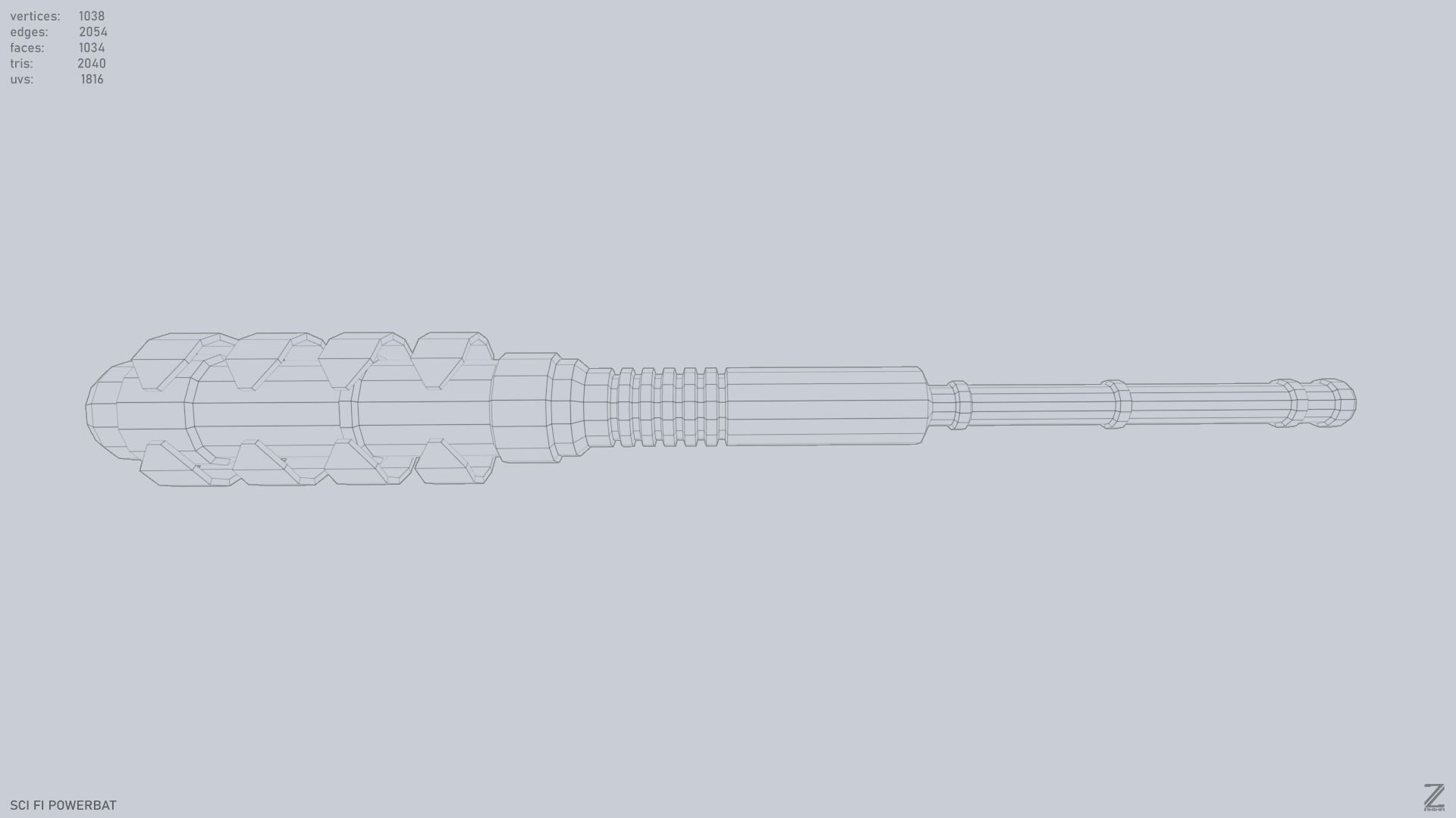 Scifi Powerbat Low-poly 3D model_10