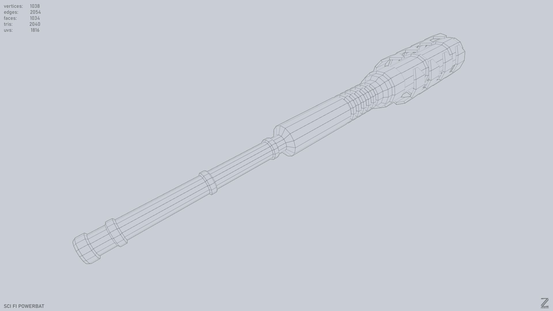 Scifi Powerbat Low-poly 3D model_14