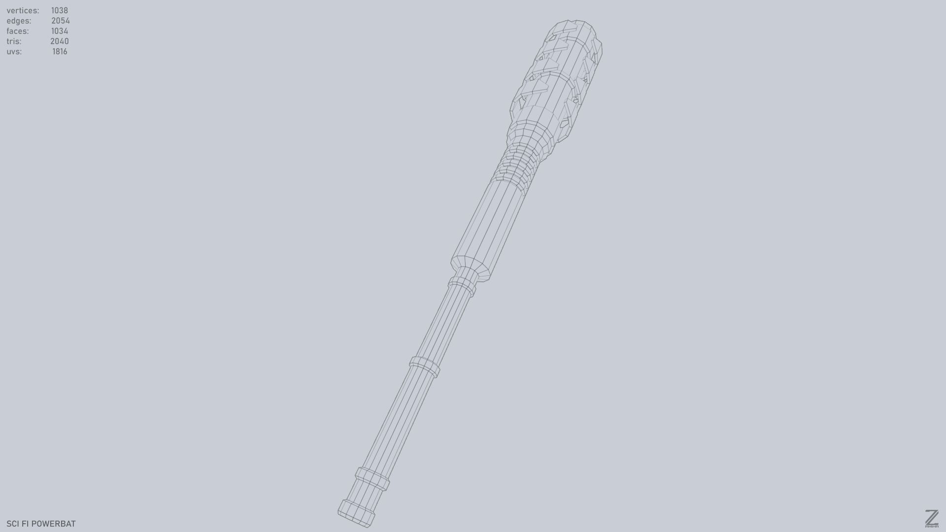 Scifi Powerbat Low-poly 3D model_13