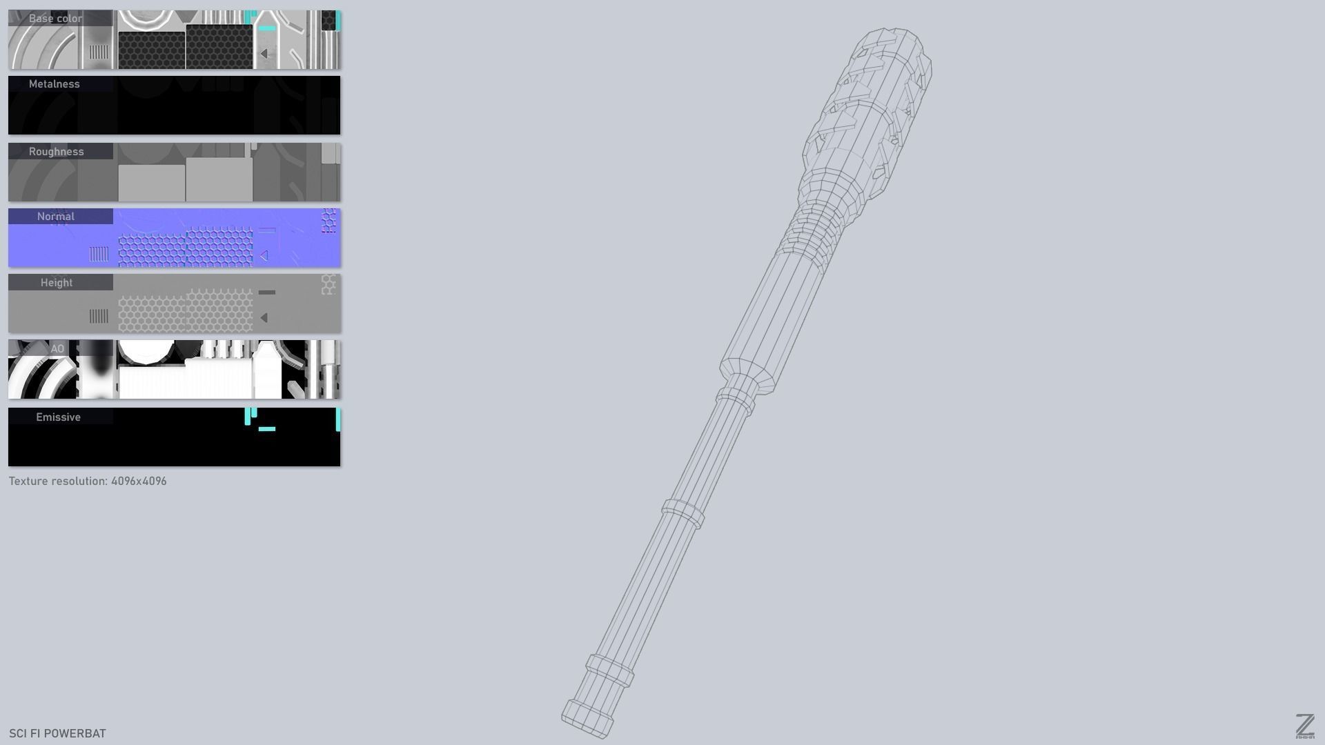Scifi Powerbat Low-poly 3D model_2