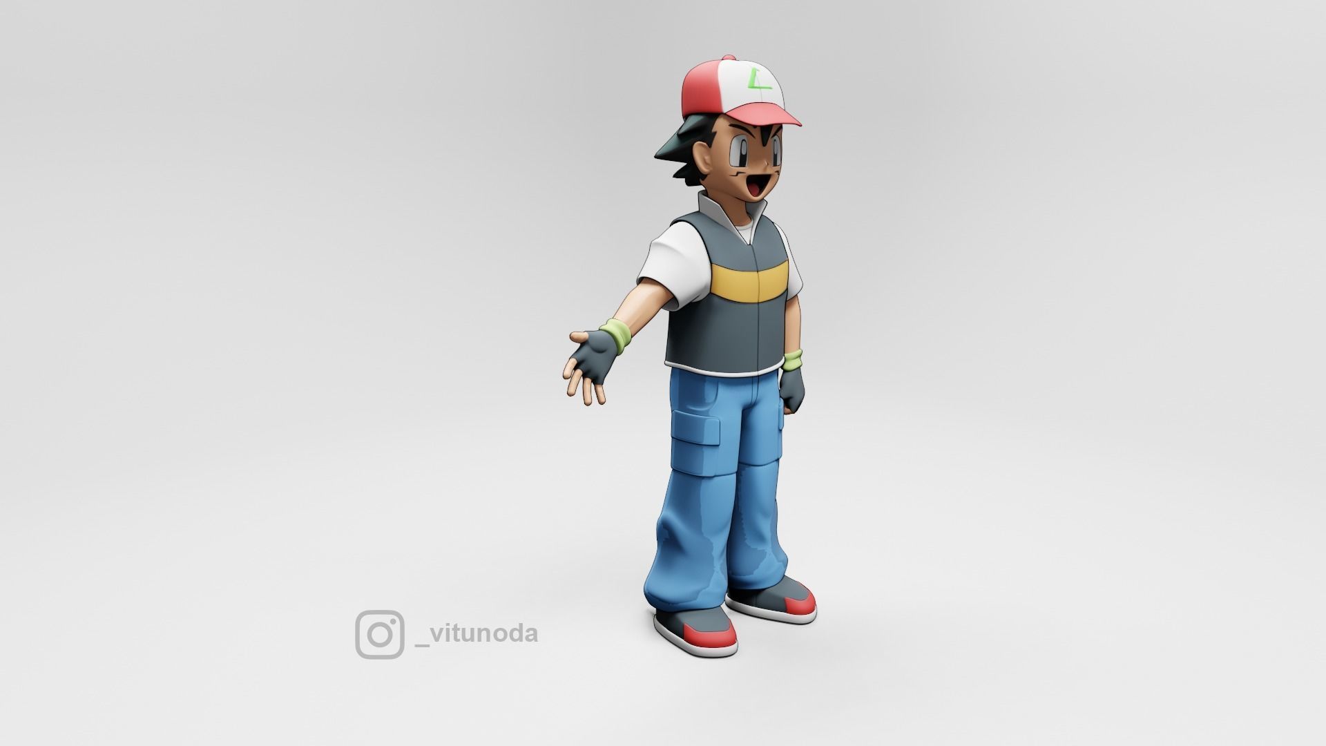 Ash Ketchum Pokemon 3D model_1
