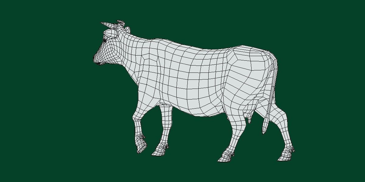 Domestic Cattle Oxen Animals Low-poly 3D model_10