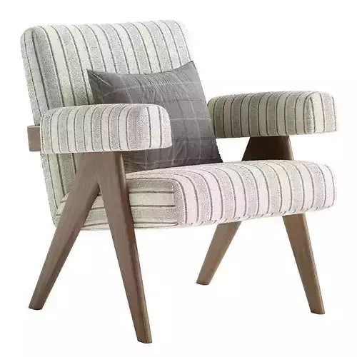 Boro Stripe Ashton Upholstered Teak Accent Chair