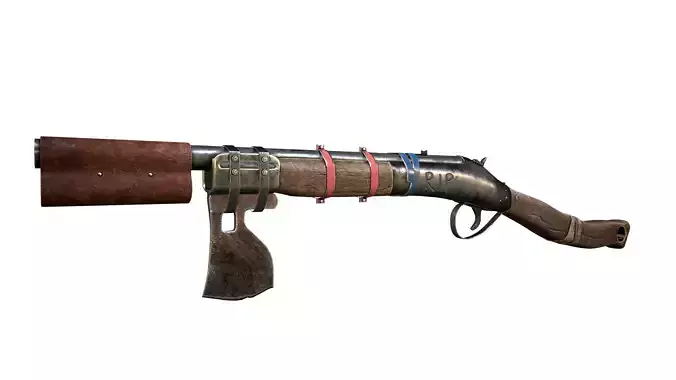 Shotgun axe  Game asset low poly with 